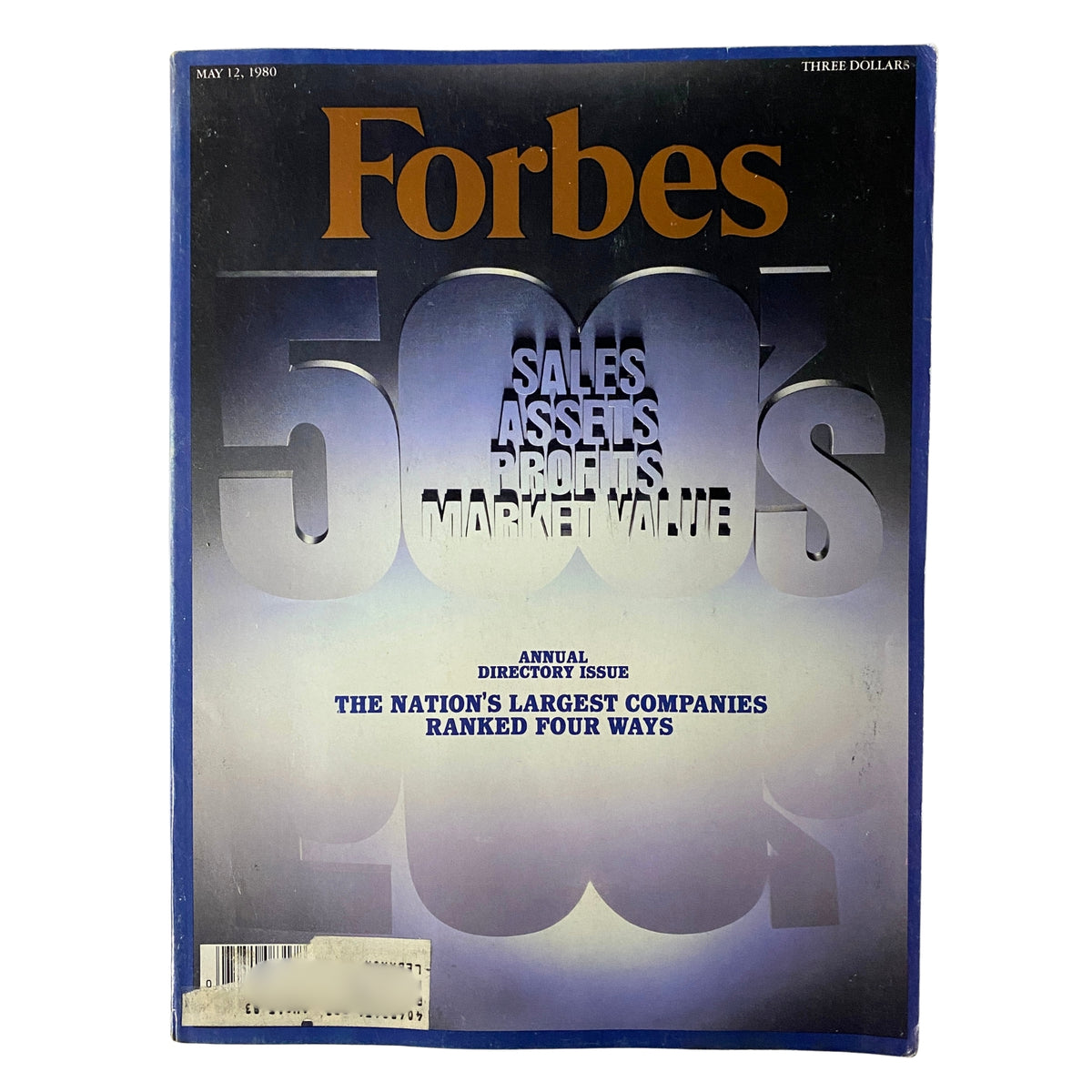 Cover of Forbes Magazine dated May 12, 1980, featuring the title 'The Nation's Largest Companies Ranked Four Ways' showcasing rankings of sales, assets, profits, and market value.