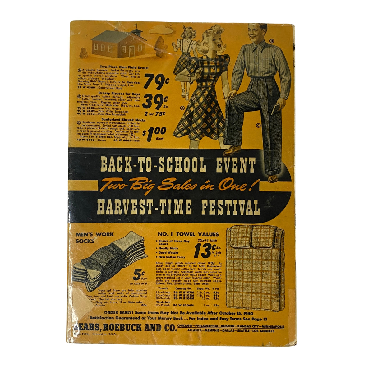1940 Sears Roebuck and Co. Back-To-School & Harvest Time Festival Catalog