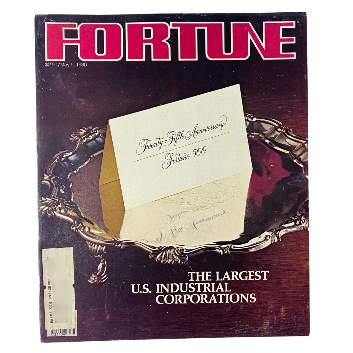 Cover of Fortune Magazine dated May 5, 1980, featuring the title 'The Largest U.S. Industrial Corporations' and a commemorative envelope for the magazine's 25th anniversary.