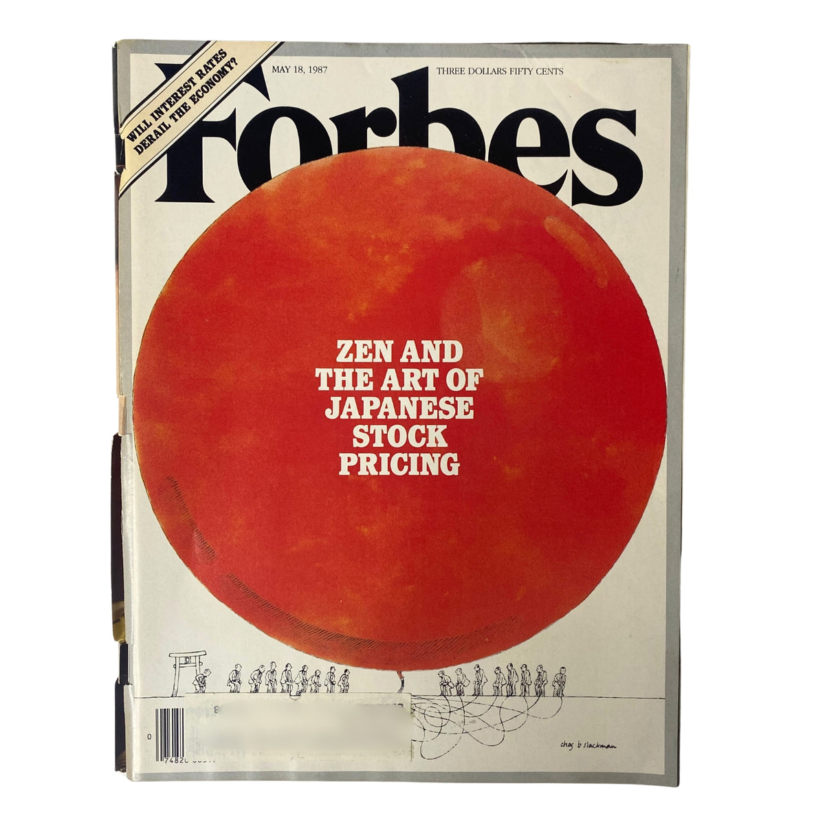 Cover of Forbes Magazine May 18, 1987 featuring the article 'Zen and the Art of Japanese Stock Pricing' with a vibrant red background.