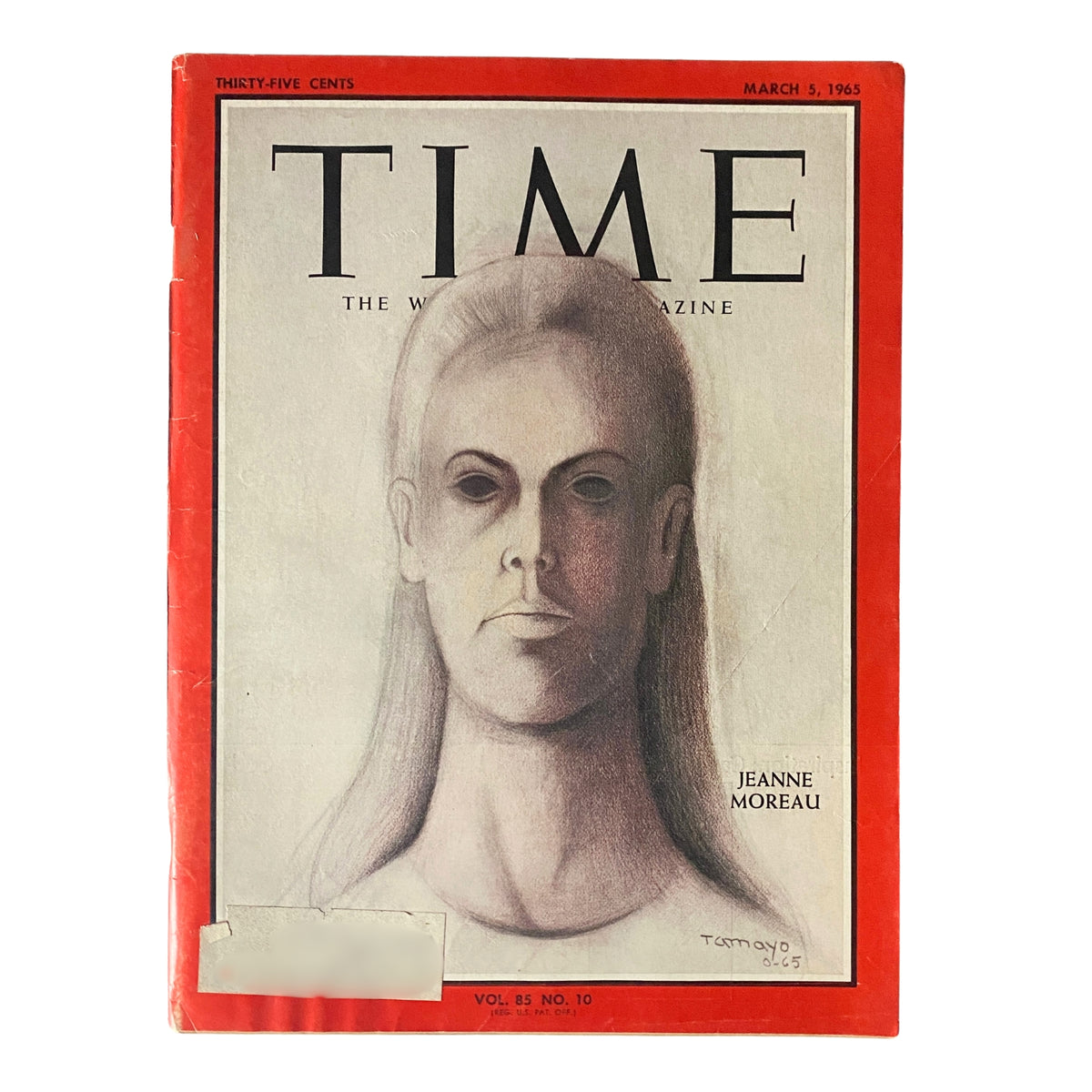 Time Magazine cover from March 5, 1965, featuring Jeanne Moreau. Vintage magazine showcasing the iconic actress and her impact on French cinema.