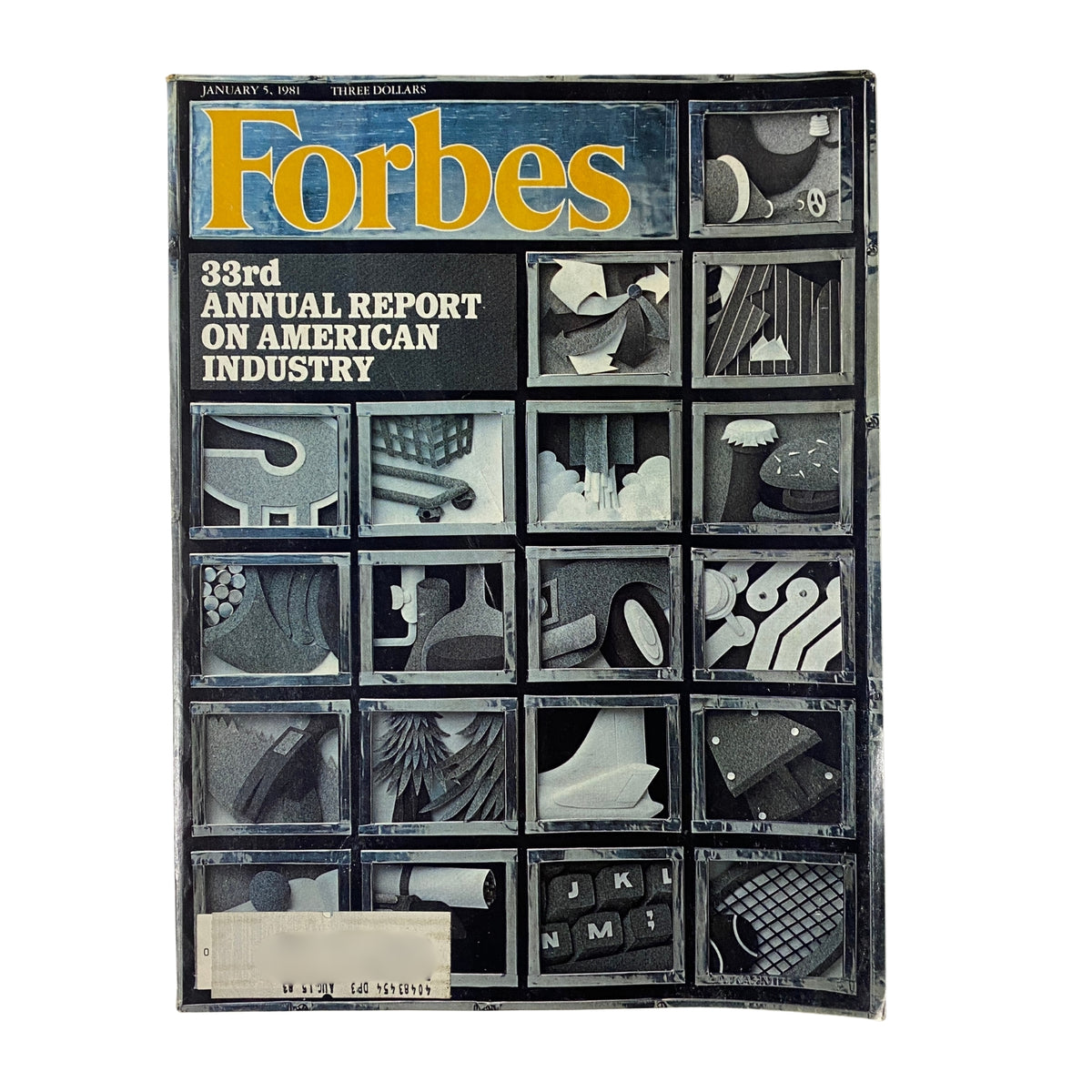 Cover of Forbes Magazine January 5, 1981, featuring the 33rd Annual Report on American Industry with a collage of industry-related images.