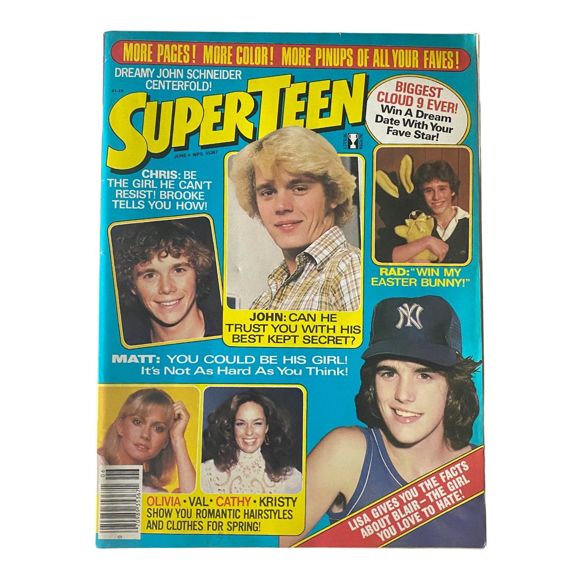 SuperTeen Magazine June 1981 cover featuring John Schneider and Matt Lattanzi, showcasing pop culture icons and vibrant design.