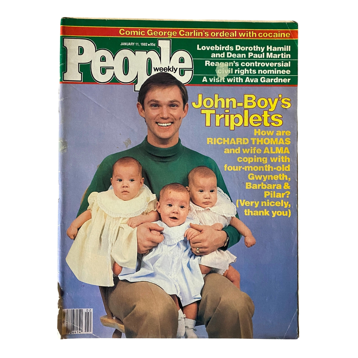 Cover of People Weekly Magazine January 11, 1982 featuring John-Boy's Triplets with Richard Thomas and his children, showcasing early '80s pop culture and celebrity news.