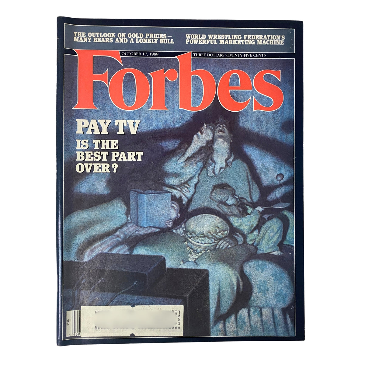 Cover of Forbes Magazine from October 17, 1988, featuring the title 'Pay TV: Is The Best Part Over?' examining the state of the cable television industry.