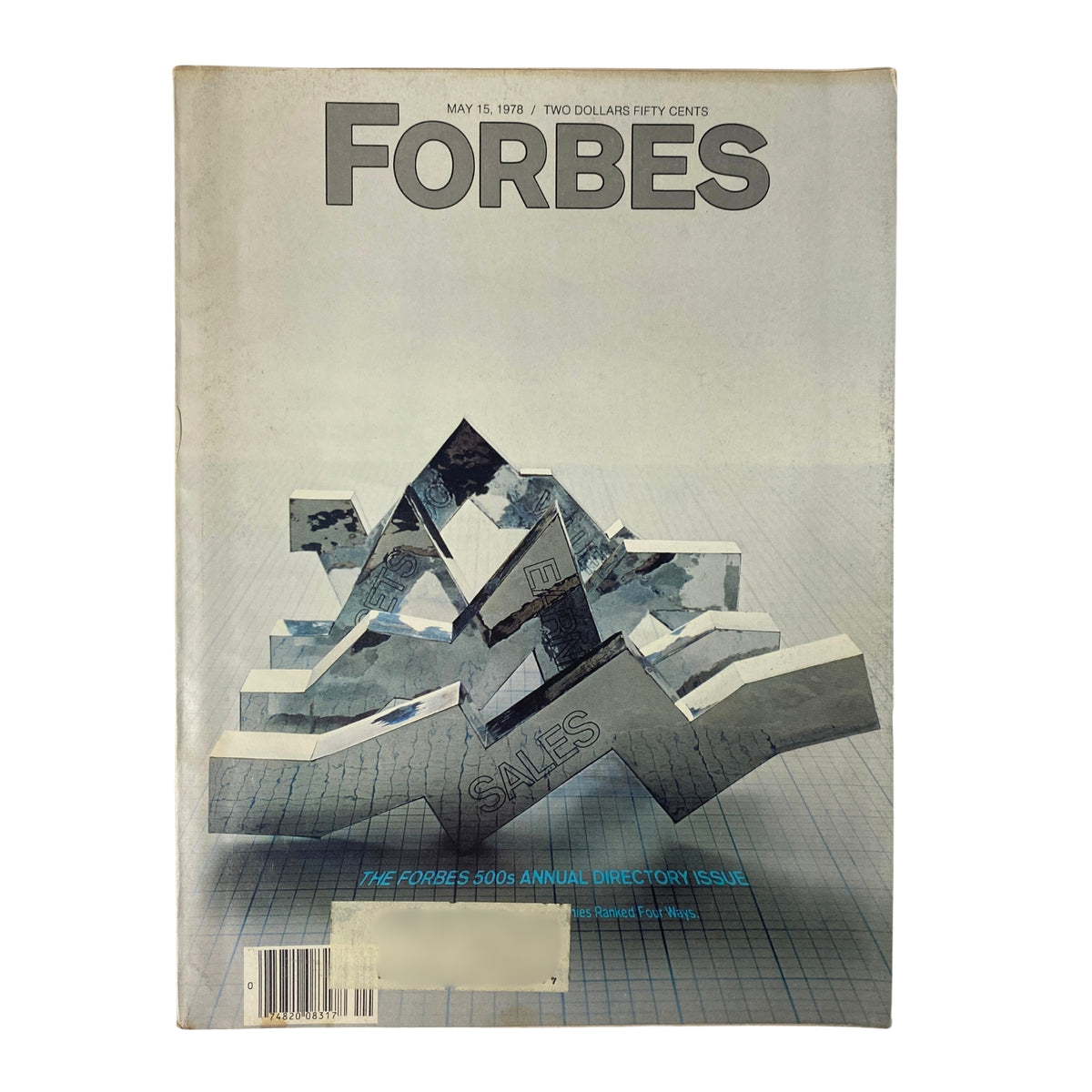 Cover of Forbes Magazine May 15, 1978 featuring the Forbes 500 Annual Directory Issue with a geometric design and the word SALES prominently displayed.