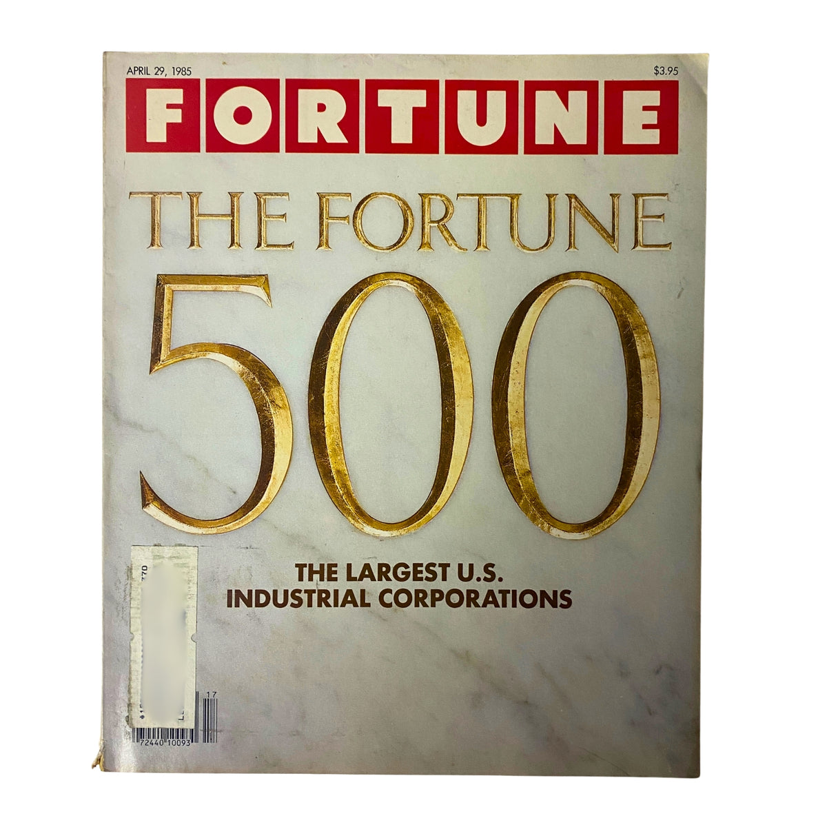 Fortune Magazine cover from April 29, 1985, featuring 'The Fortune 500: The Largest U.S. Industrial Corporations' in gold letters.