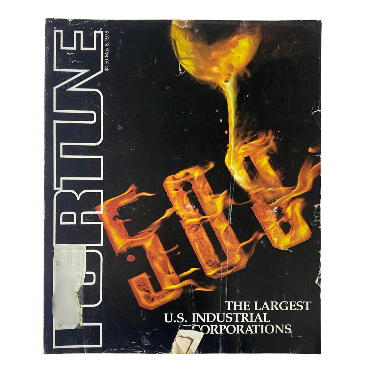 Cover of Fortune Magazine from May 8, 1978, titled 'The Largest U.S. Industrial Corporations', featuring vibrant graphics of molten metal casting.