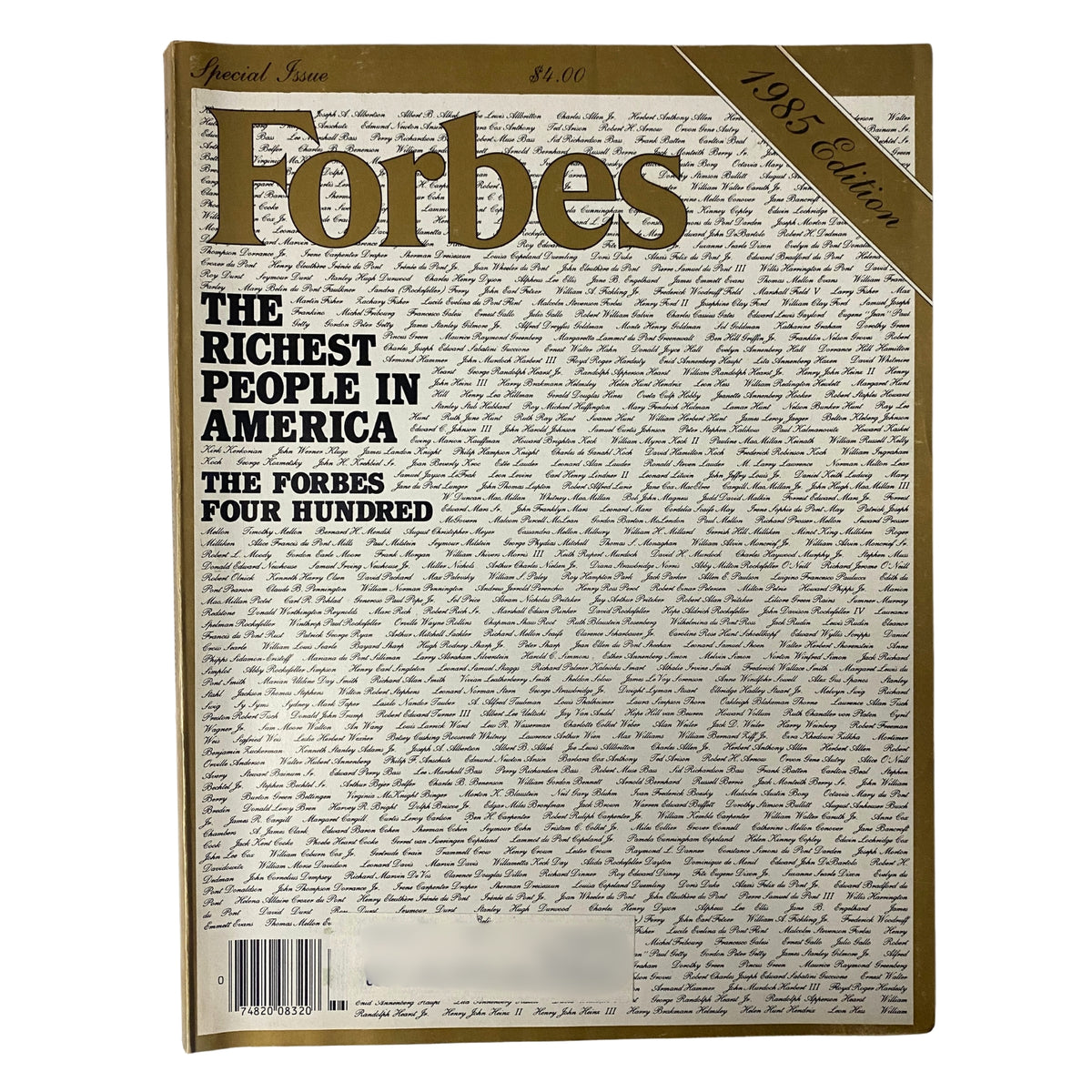 Forbes Magazine 1985: The Richest People in America Special Edition cover showing the title and text details.
