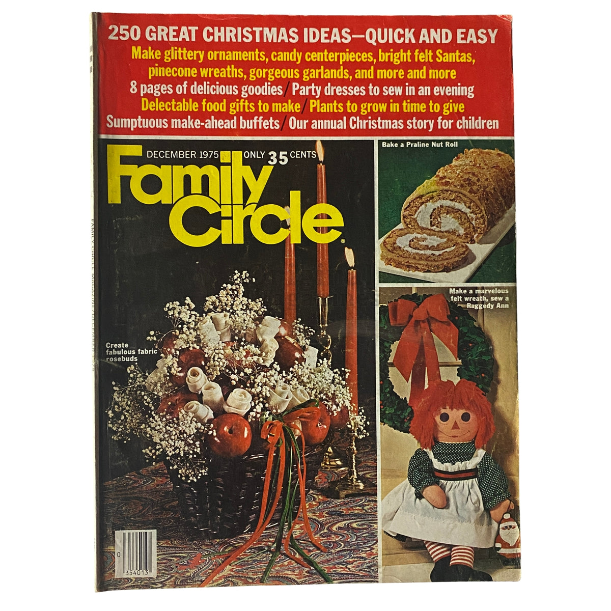 Family Circle Magazine December 1975 Create Fabulous Fabric Rosebuds No Label