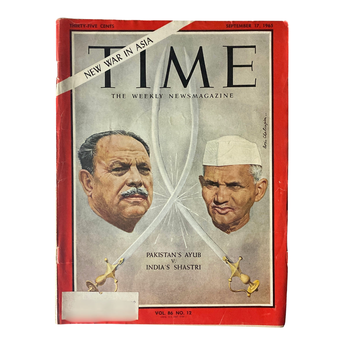 Cover of Time Magazine from September 17, 1965, featuring Pakistani President Ayub Khan and Indian Prime Minister Lal Bahadur Shastri, focusing on the conflicts during the Indo-Pakistani War of 1965.
