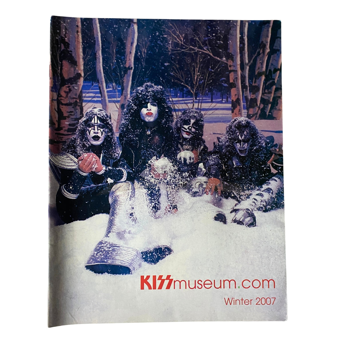 Cover of KISS Museum.com Catalog Winter 2007 featuring the iconic rock band KISS in a snowy setting.