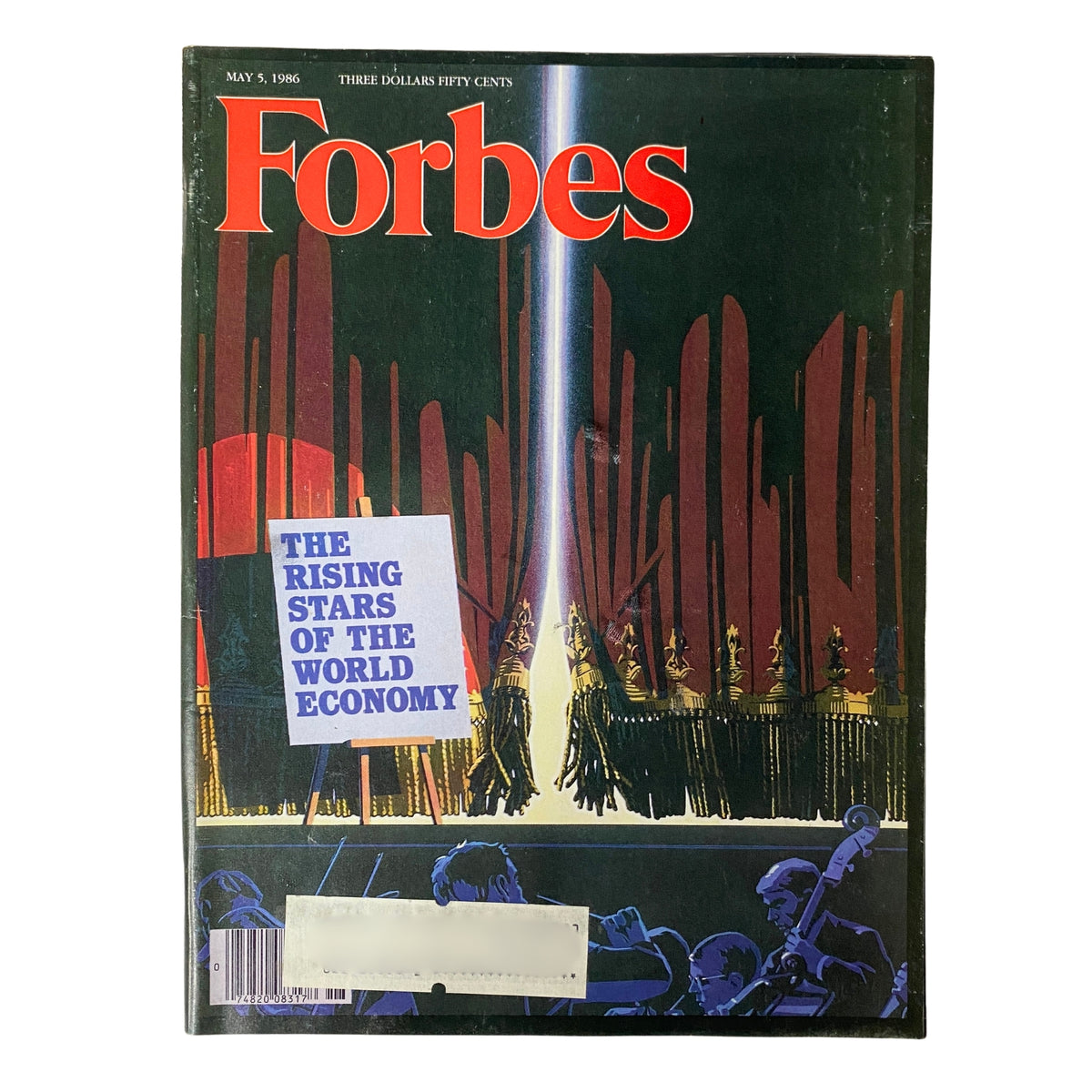 Cover of Forbes Magazine dated May 5, 1986, featuring the title 'The Rising Stars of the World Economy' with a dramatic illustration.