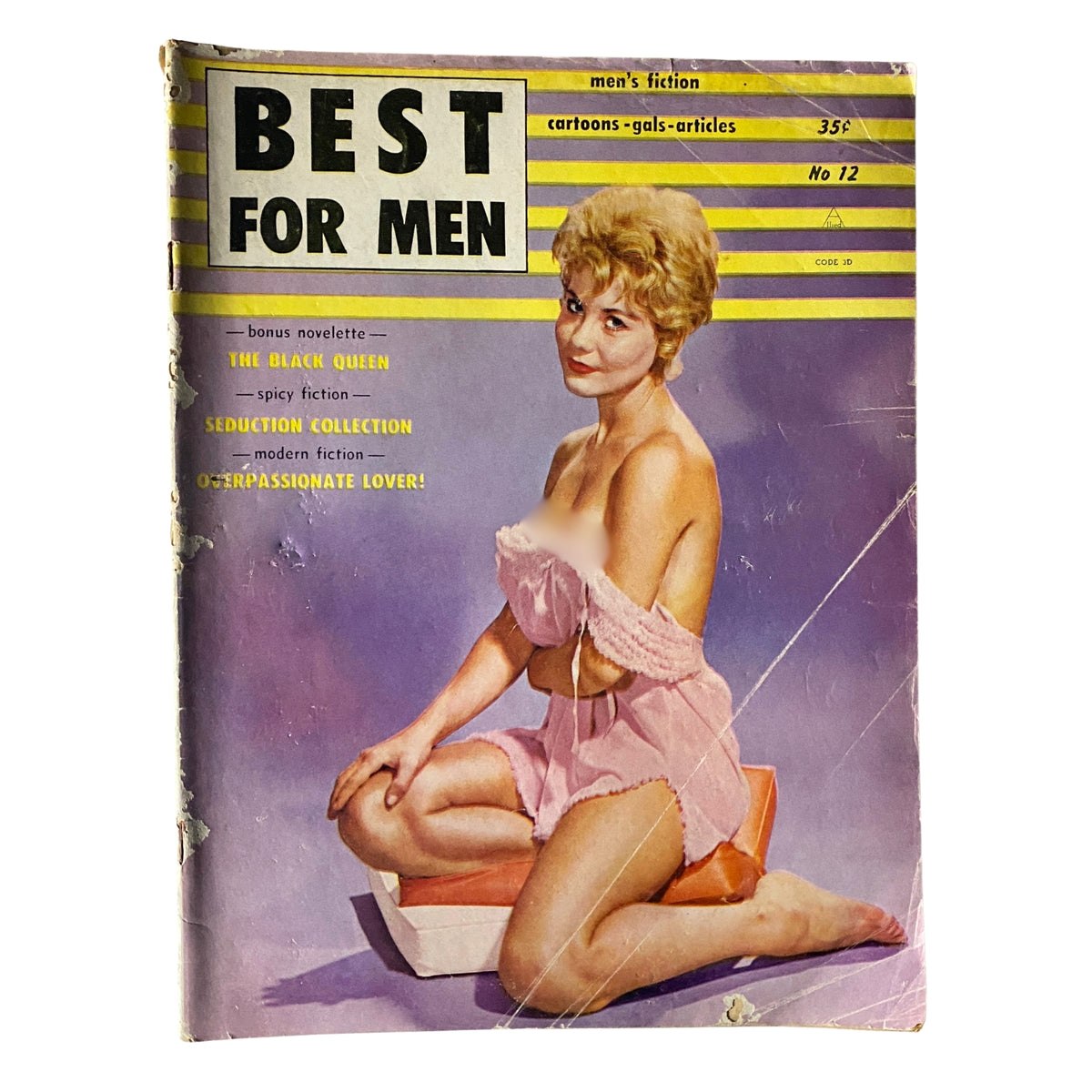 Cover of Best for Men Magazine, December 1963, featuring a glamorous pin-up model, with the title displaying 'The Black Queen' and 'Jokers Wild', representing vintage men's interests.