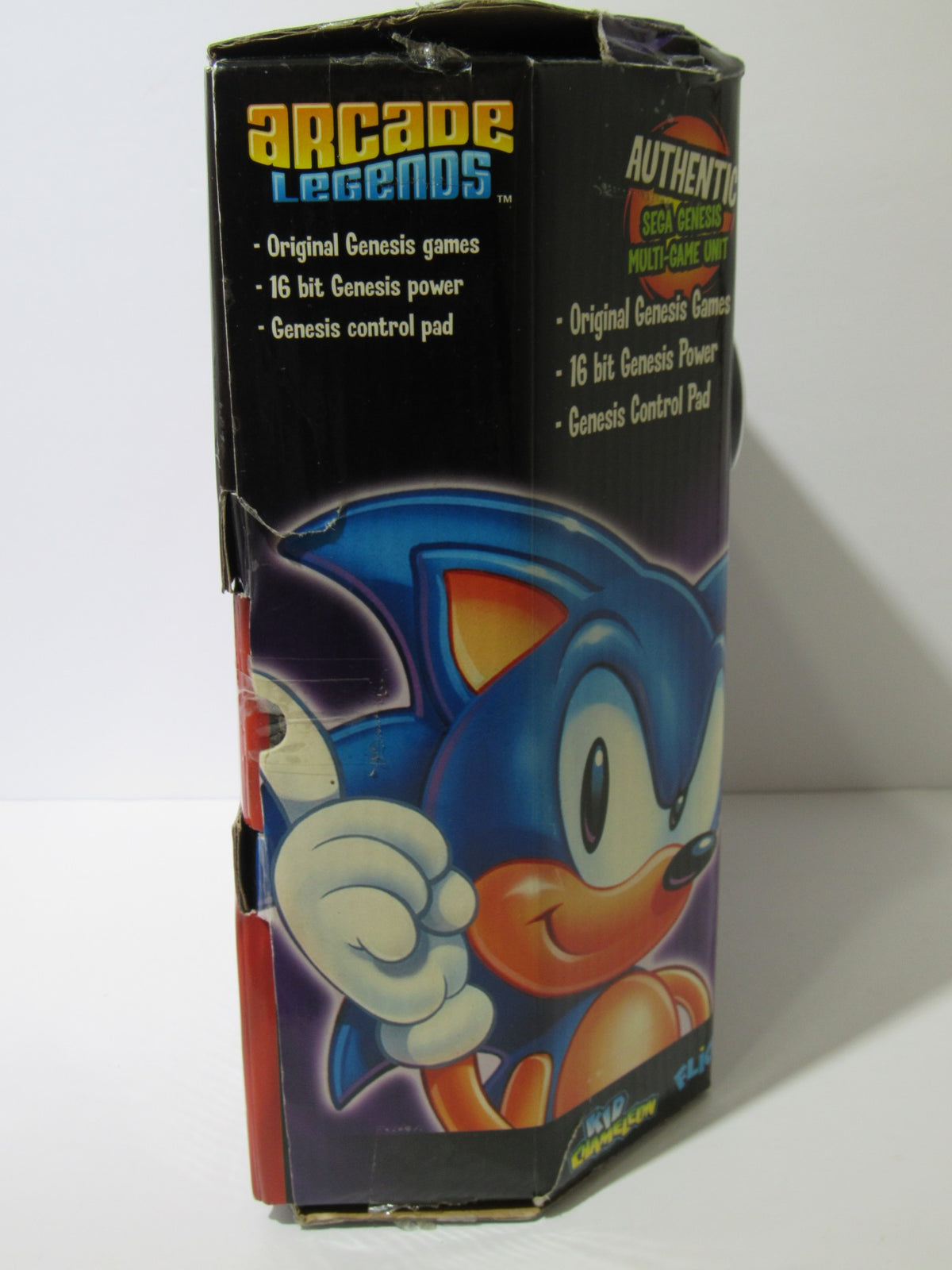 Another angle of the Sega Genesis Radica Plug and Play 6 Games-In-One box with a focus on Sonic, highlighting design and integrity of packaging.