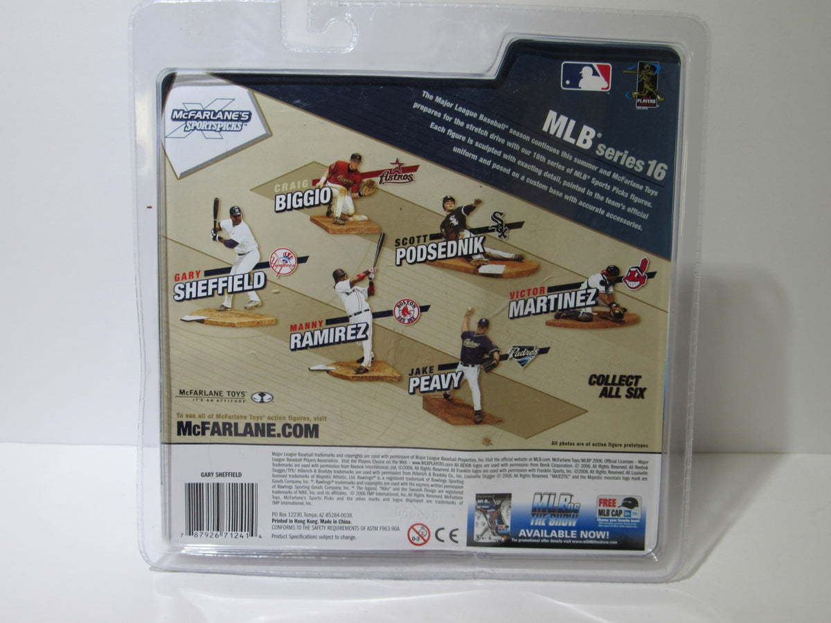 Back packaging of McFarlane Sportspicks: MLB Series 16 Gary Sheffield Chase Variant Action Figure showcasing other action figures in the series.