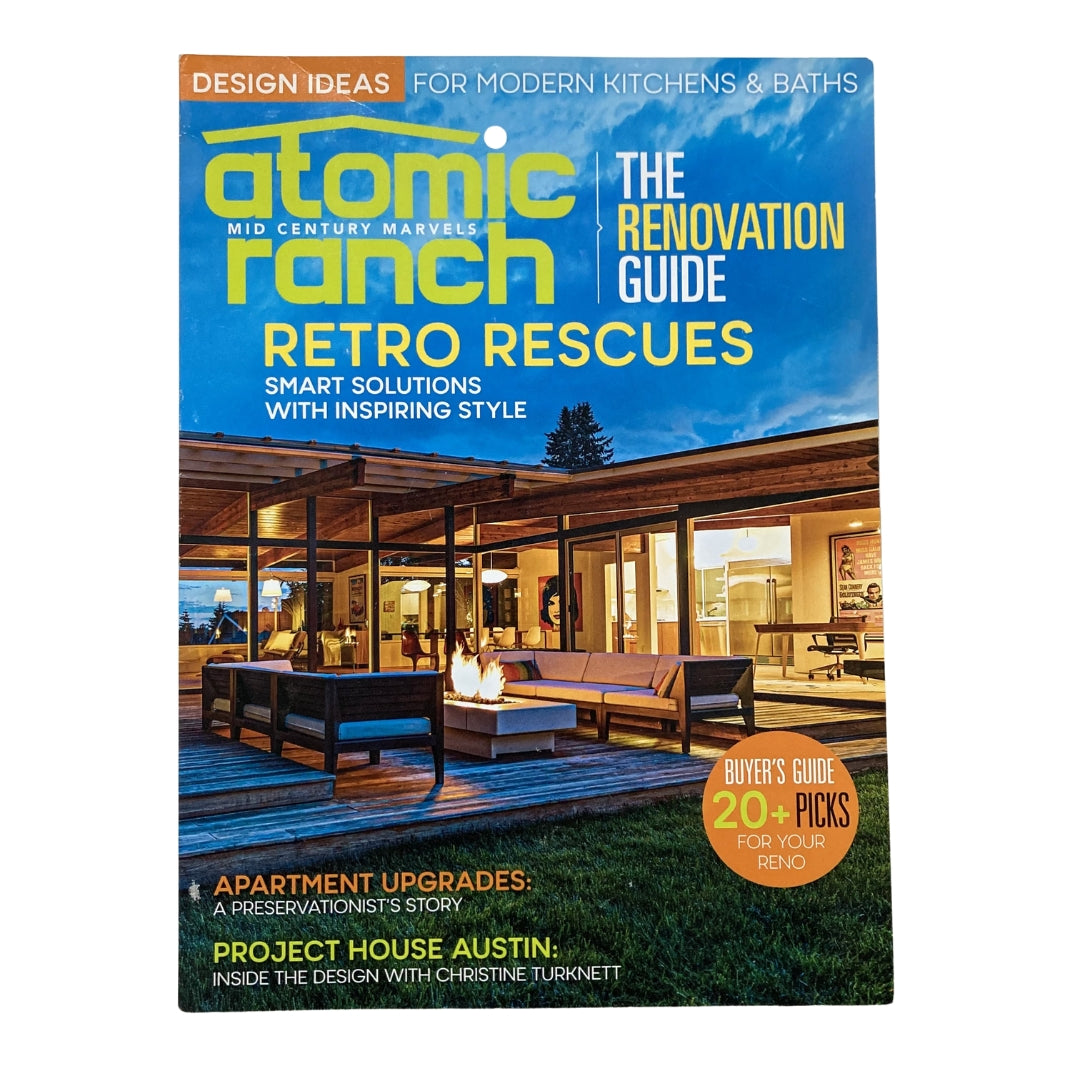 Cover of Atomic Ranch Magazine 2021 The Renovation Guide Retro Rescues featuring a modern home design with outdoor living space and contemporary decor.
