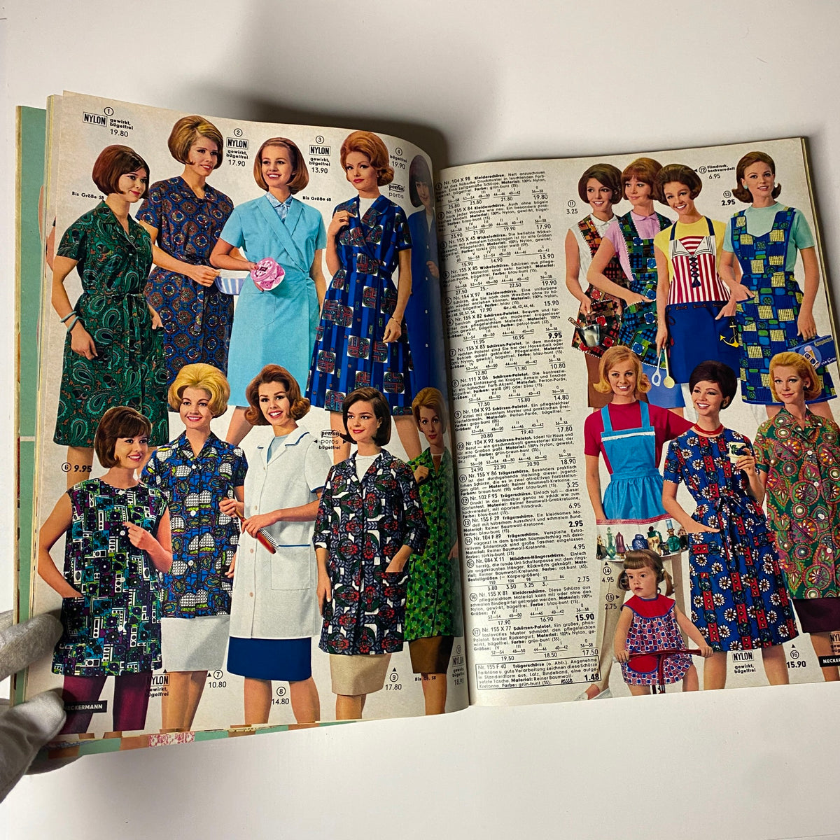 1965 Neckermann Summer Catalog showcasing vibrant 1960s fashion with various summer dresses, patterns, and styles modeled by women in colorful outfits.
