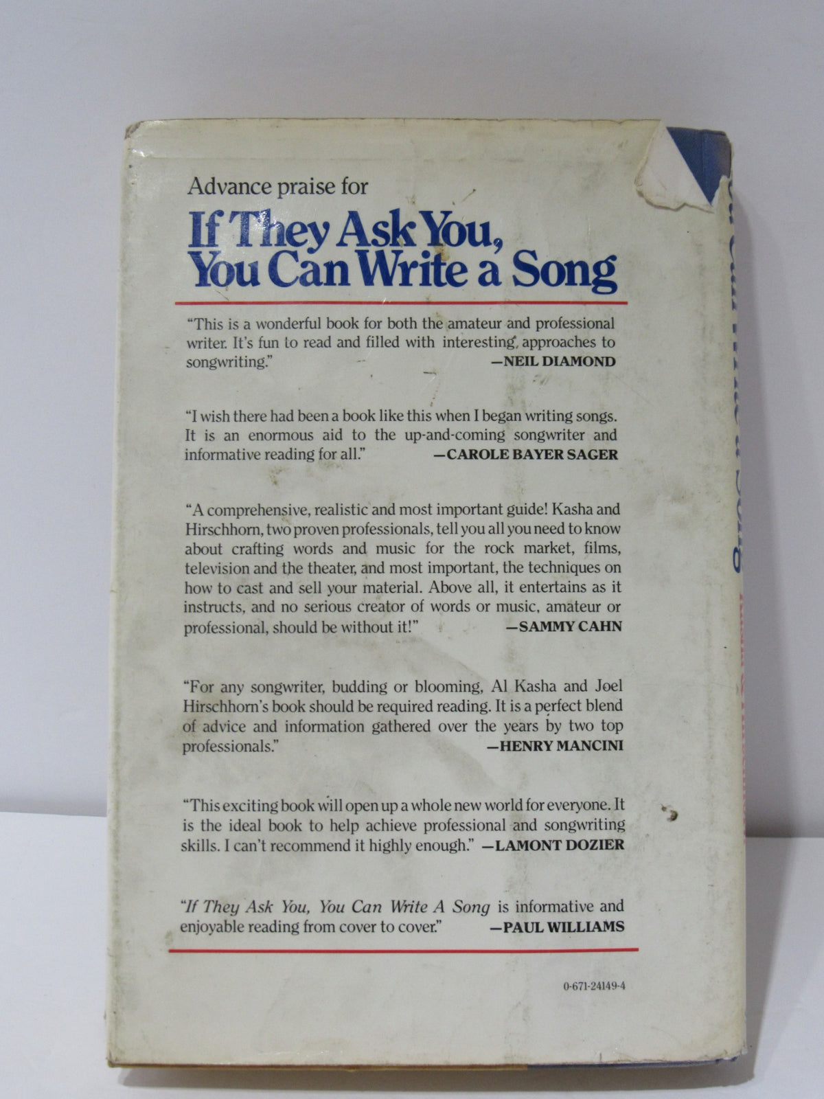 If They Ask You, You Can Write A Song by Al Kasha & Joel Hirschhorn - Signed