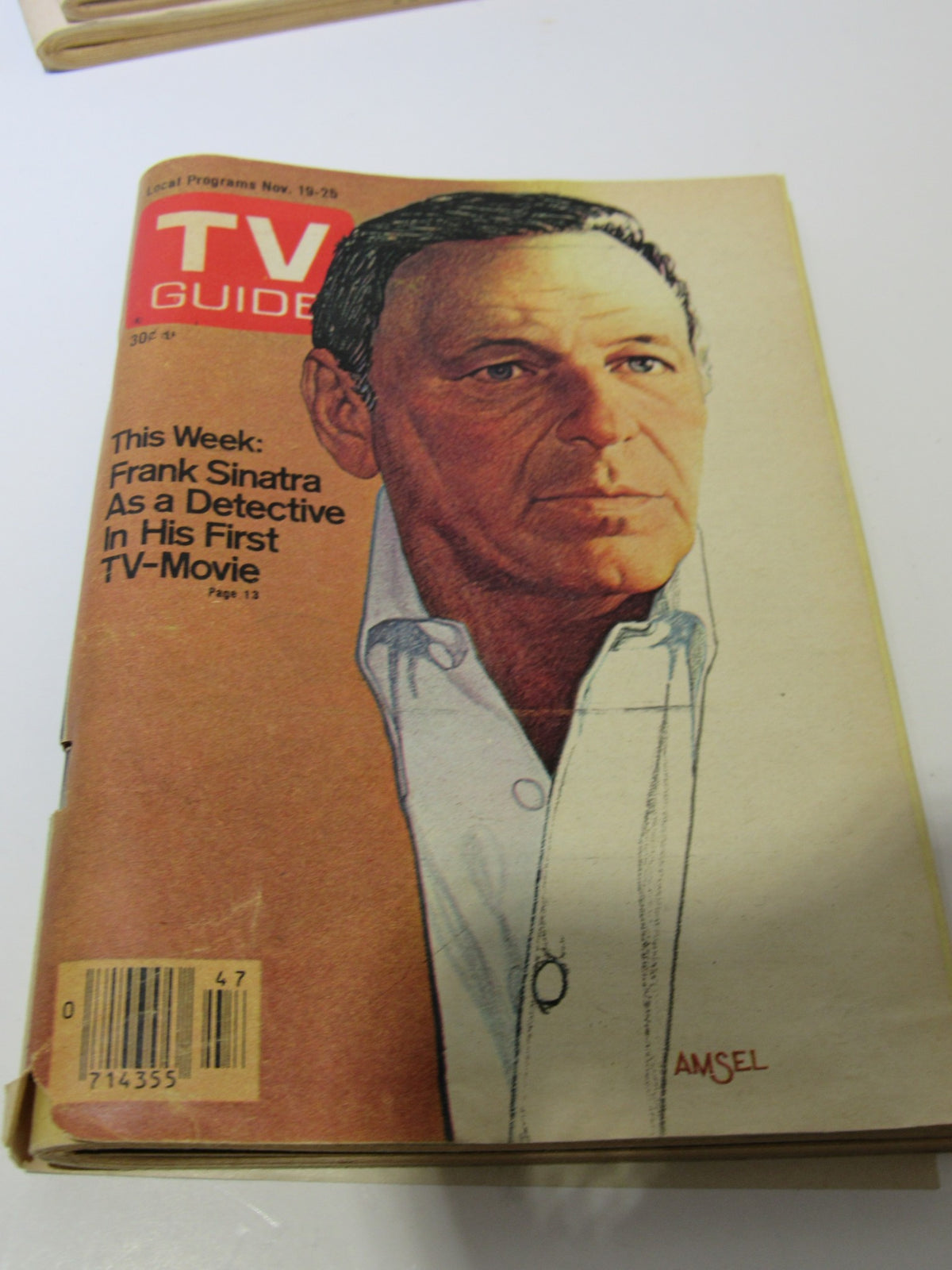 Cover of a TV Guide magazine featuring Frank Sinatra, showcasing its content as part of the lot of 11 TV Guide Magazines - Fall Preview & Regular Issues.