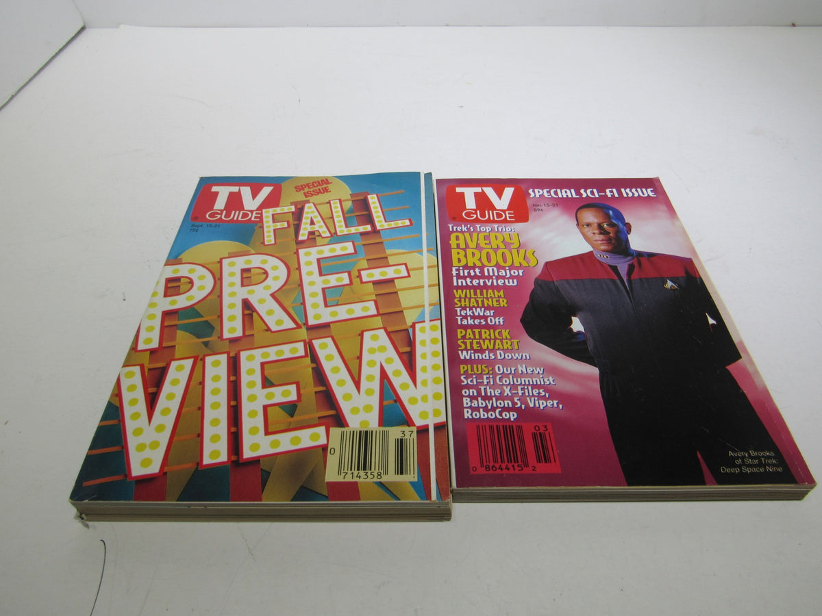 TV Guide Fall Preview magazine covers highlighting exciting TV shows, including interviews and articles about popular series and actors.