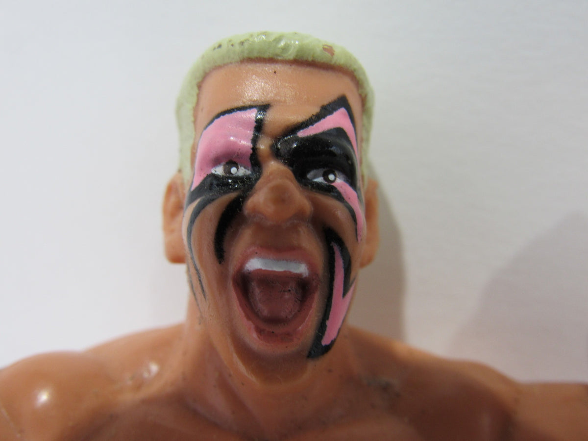 Close-up of the 1990 WCW Galoob Sting with Belt Action Figure, showcasing face paint and expression.