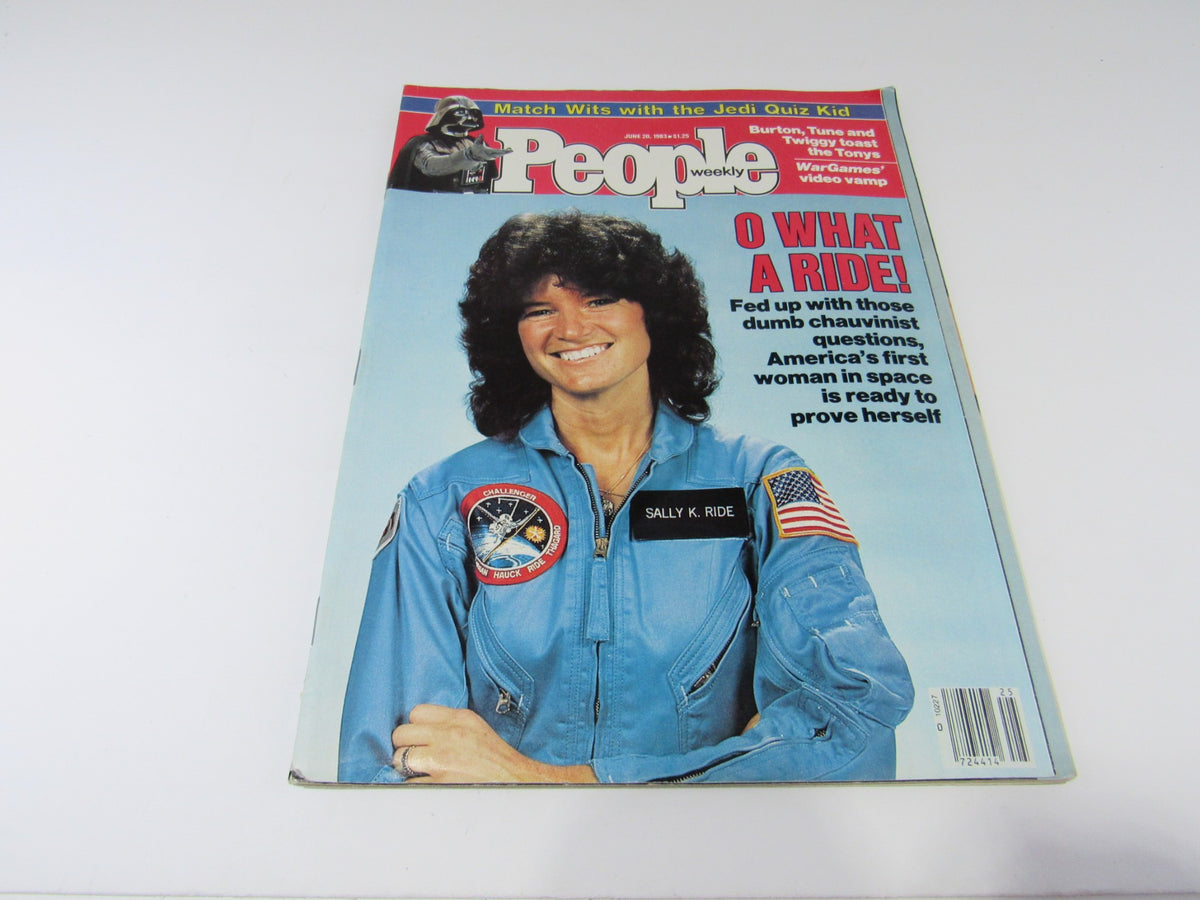 Vintage People Magazine June 20, 1983 featuring Sally Ride on the cover, celebrating her achievements as America’s first woman in space, alongside Darth Vader from Star Wars.