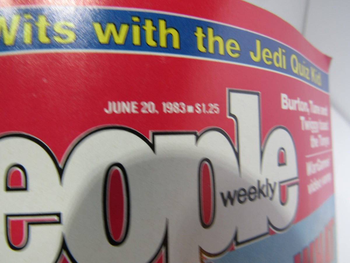 Close-up of the header on Vintage People Magazine June 20, 1983, displaying the date and promotional text about the Jedi Quiz Kid, featuring content about Sally Ride.