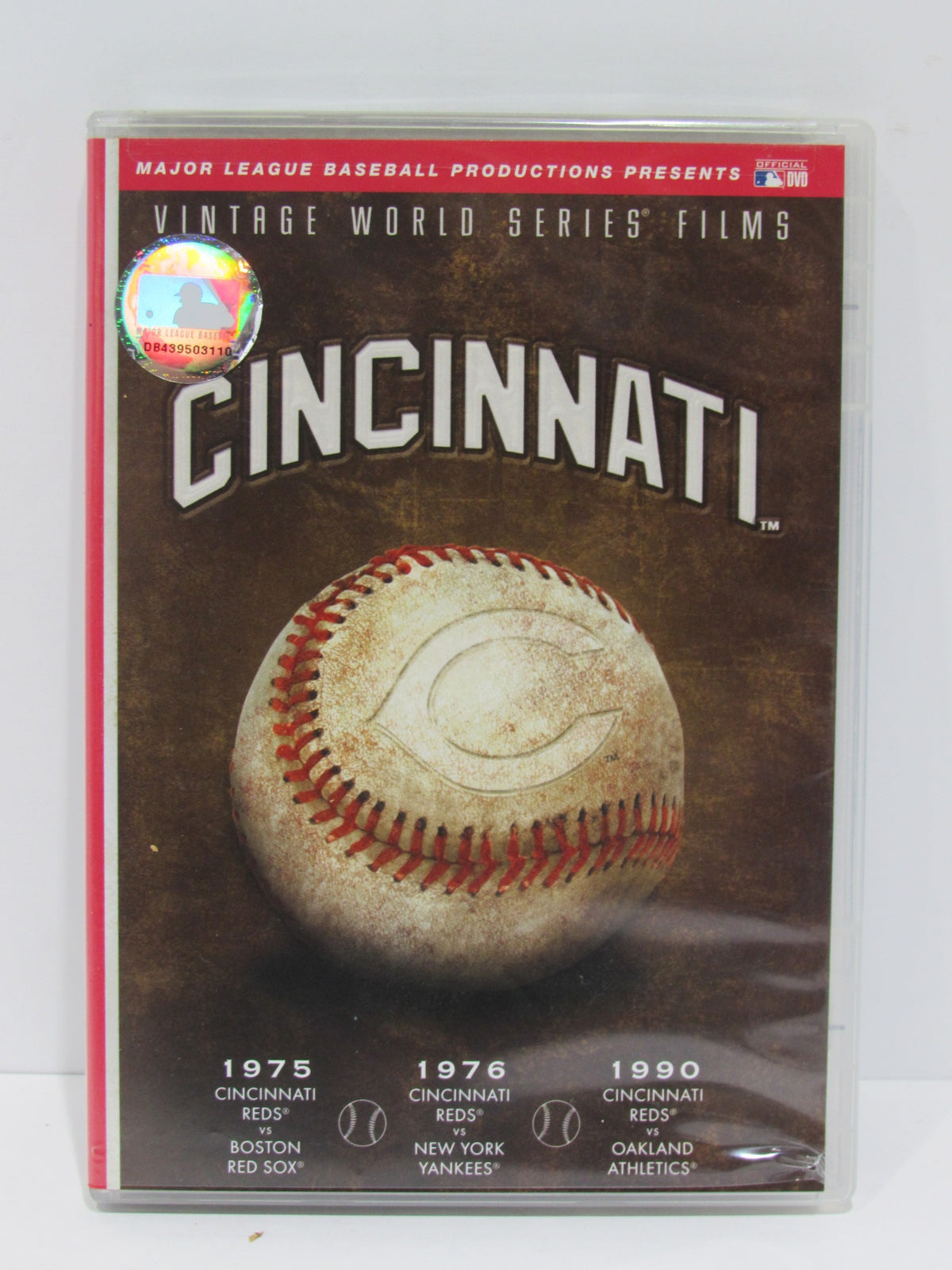 MLB Vintage World Series Films - Cincinnati Reds 1975, 1976 & 1990 DVD cover featuring a baseball and the Cincinnati logo.