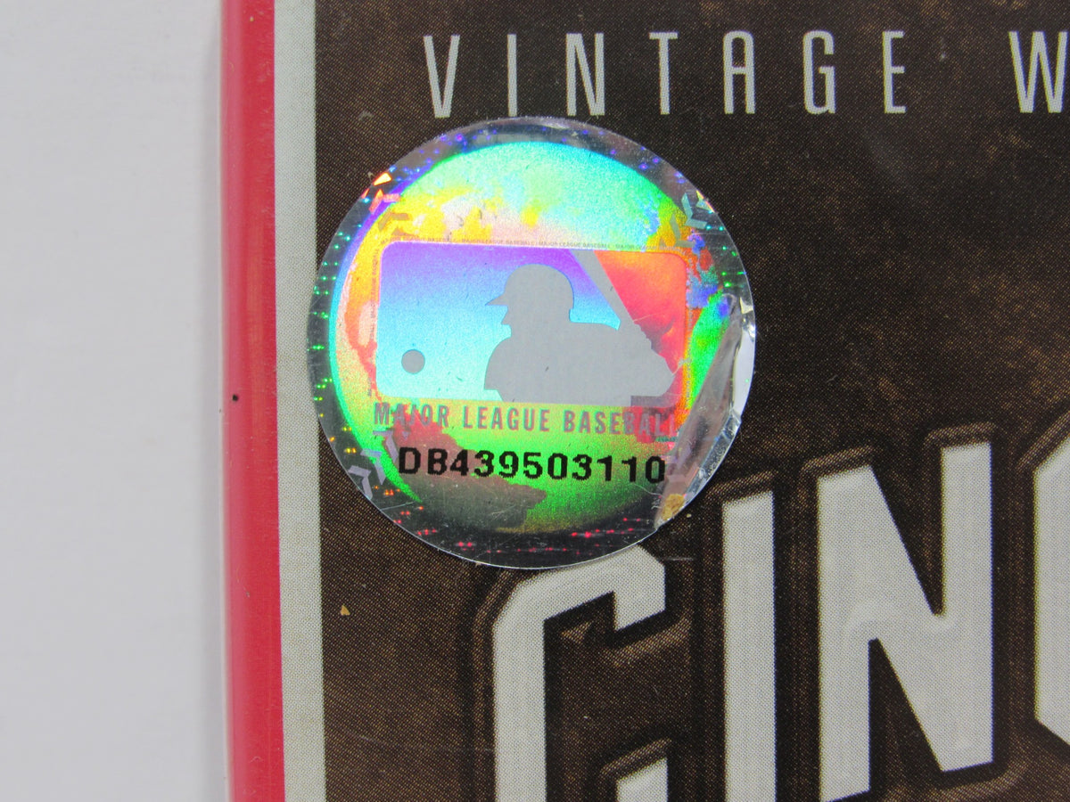 Close-up of the MLB hologram sticker on the MLB Vintage World Series Films - Cincinnati Reds 1975, 1976 & 1990 DVD.