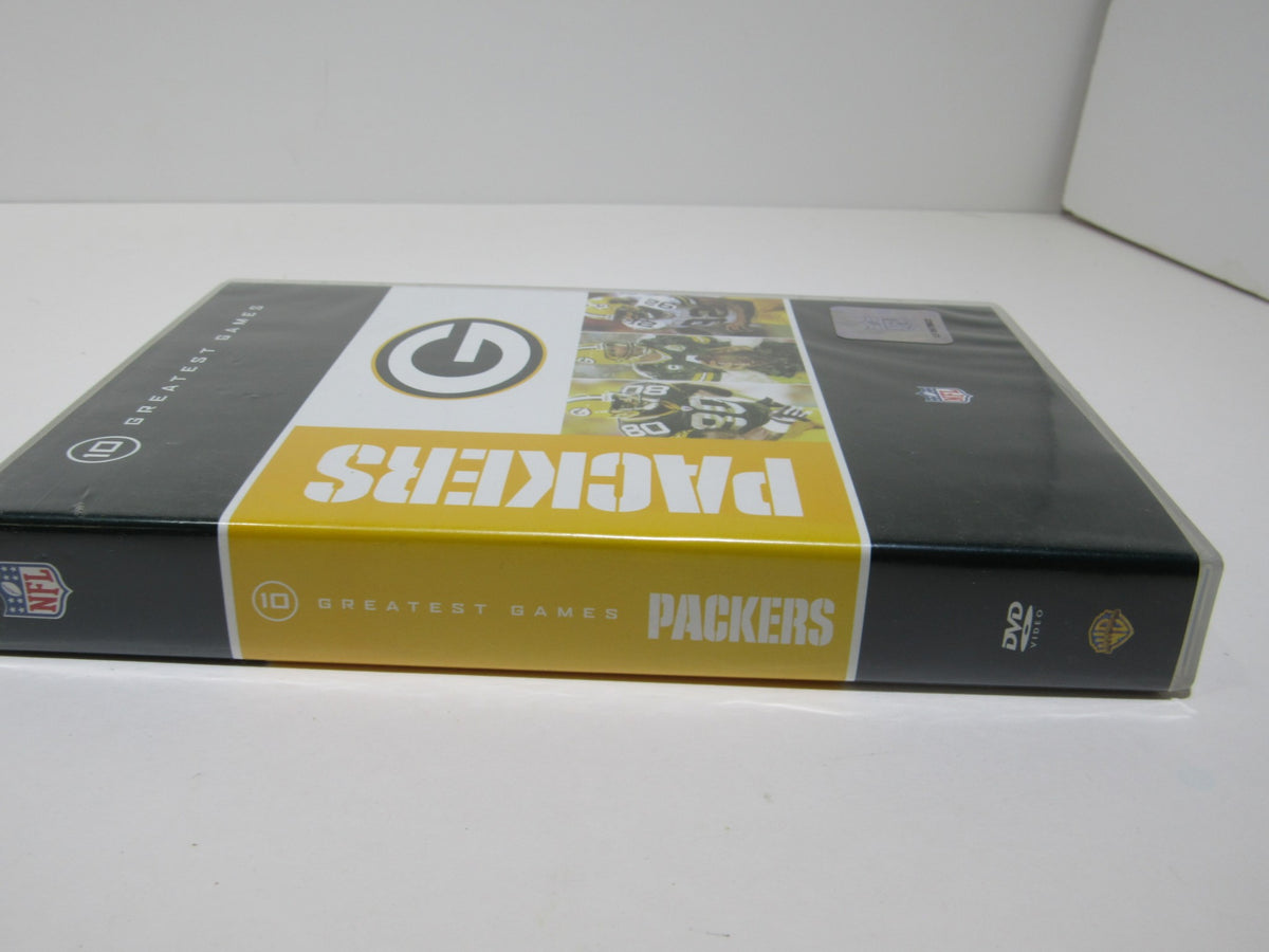 Side view of the NFL Greatest Games Series: Green Bay Packers Greatest Games DVD showcasing the title and packaging.