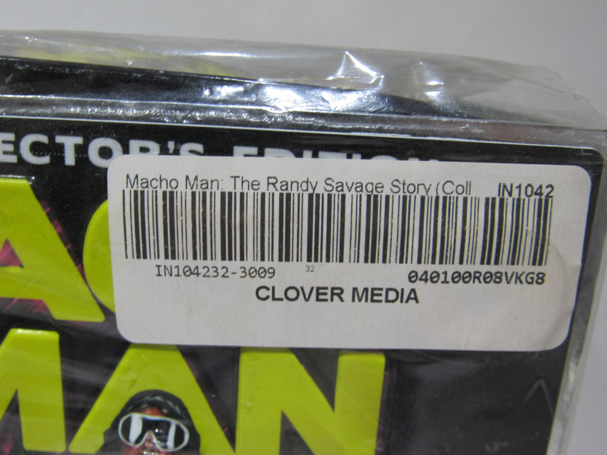 Front view of the Macho Man: The Randy Savage Story Collector's Edition DVD featuring colorful typography and packaging, showcasing its new condition.
