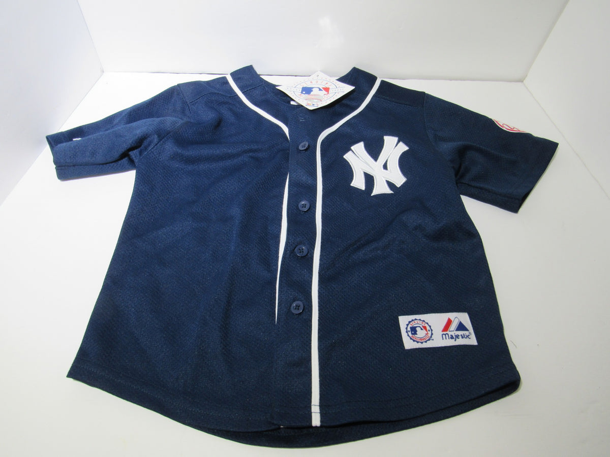 Navy Blue Majestic New York Yankees Kids Size 5/6 M Youth NWT - Front view of the jersey showcasing the New York Yankees logo.
