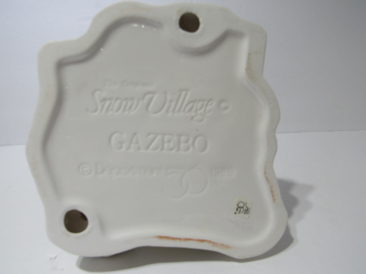 Bottom view of a 1989 Vintage Department 56 Snow Village Series Village Gazebo #5146-2 showing the base inscription and markings.