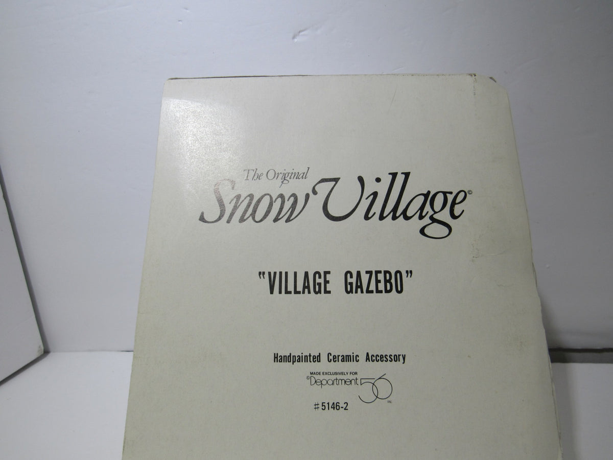 Box front of the 1989 Vintage Department 56 Snow Village Series Village Gazebo #5146-2 showcasing the branding and model title.