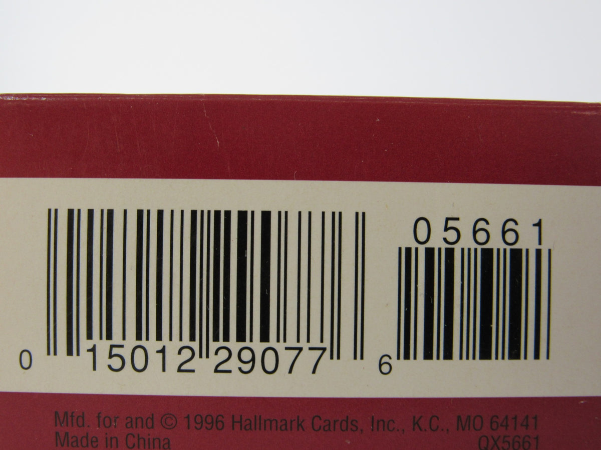 Hallmark Keepsake Ornaments Lot of 2 Maxine 1993 & Maxine on Thin Ice 1999 NIB - Close-up image of the barcode on the ornament box, adding authenticity to this collectible set.