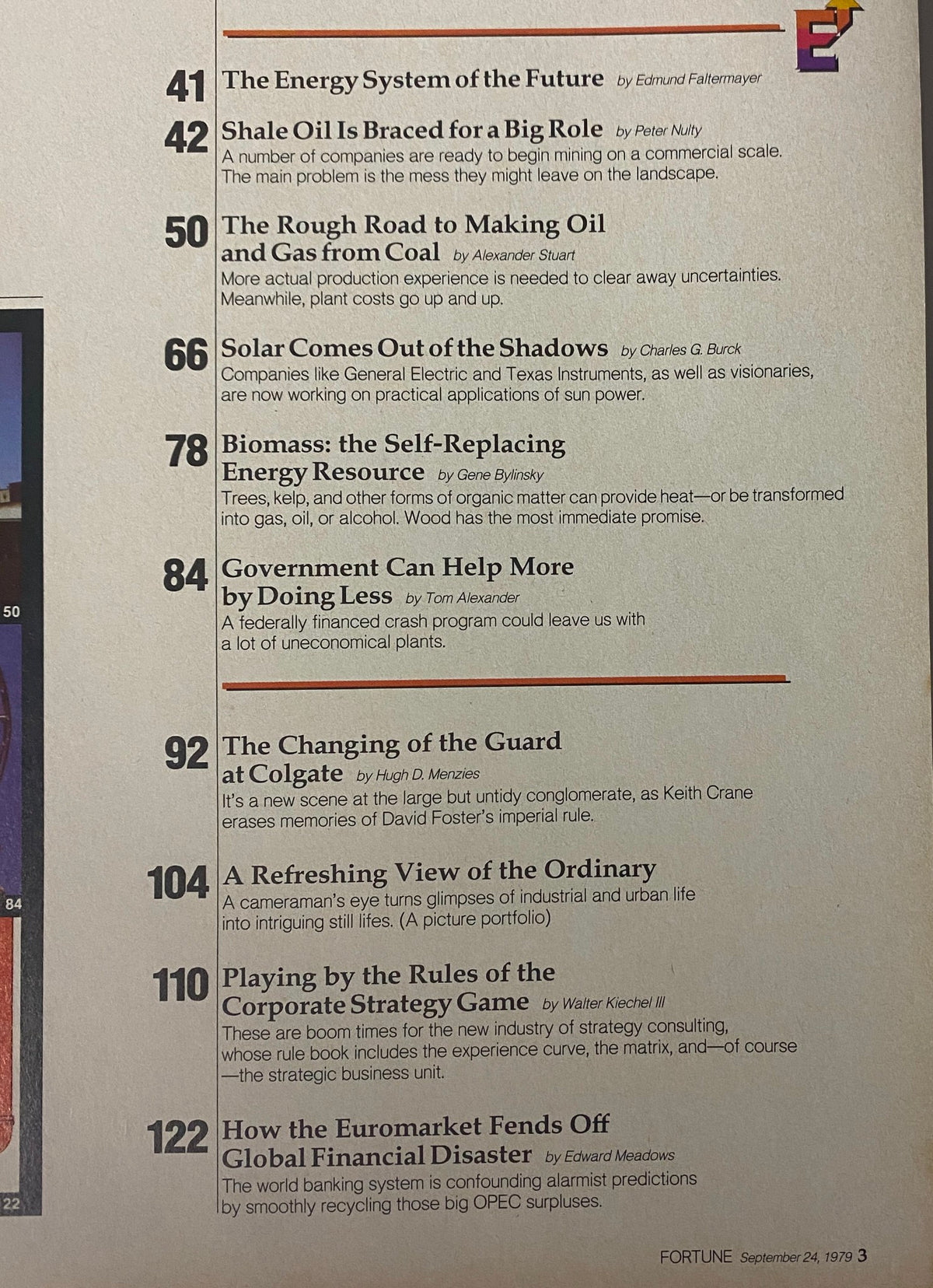Fortune Magazine September 24, 1979 Progress Report Alternative Energy Sources