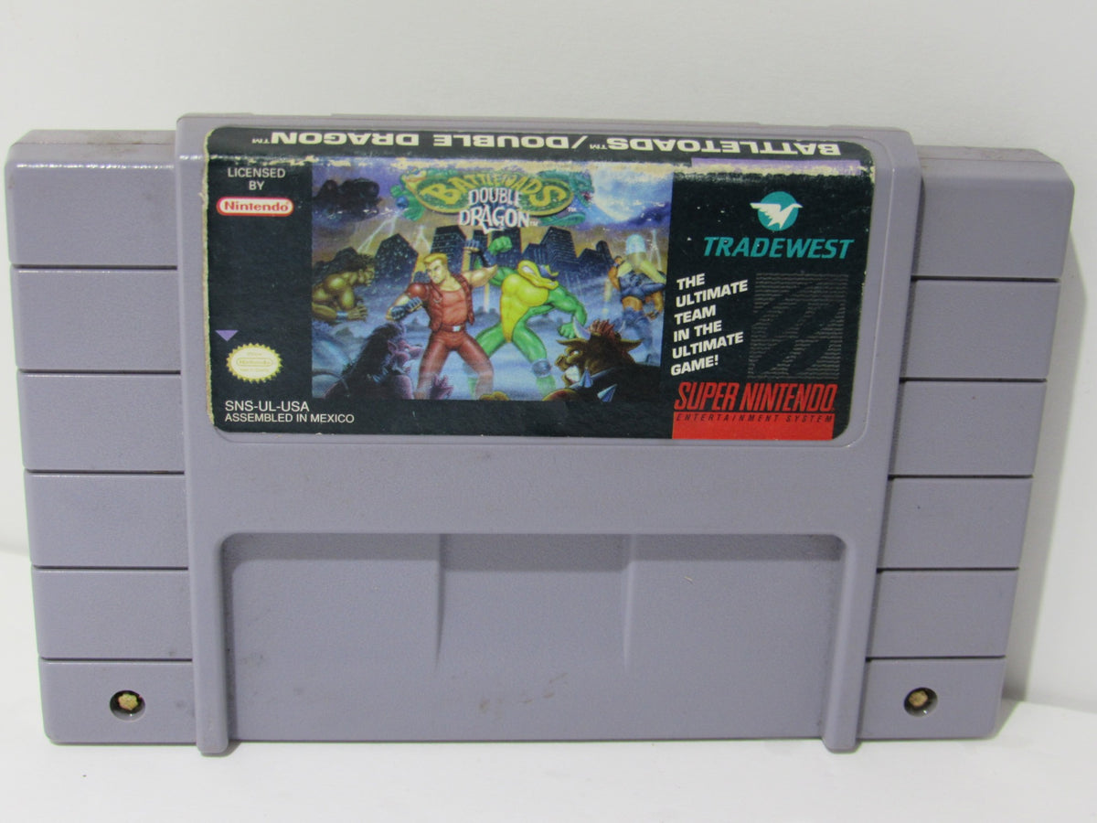 Super Nintendo Battletoads & Double Dragon: SNES - Cartridge Front View showcasing vibrant artwork and branding.