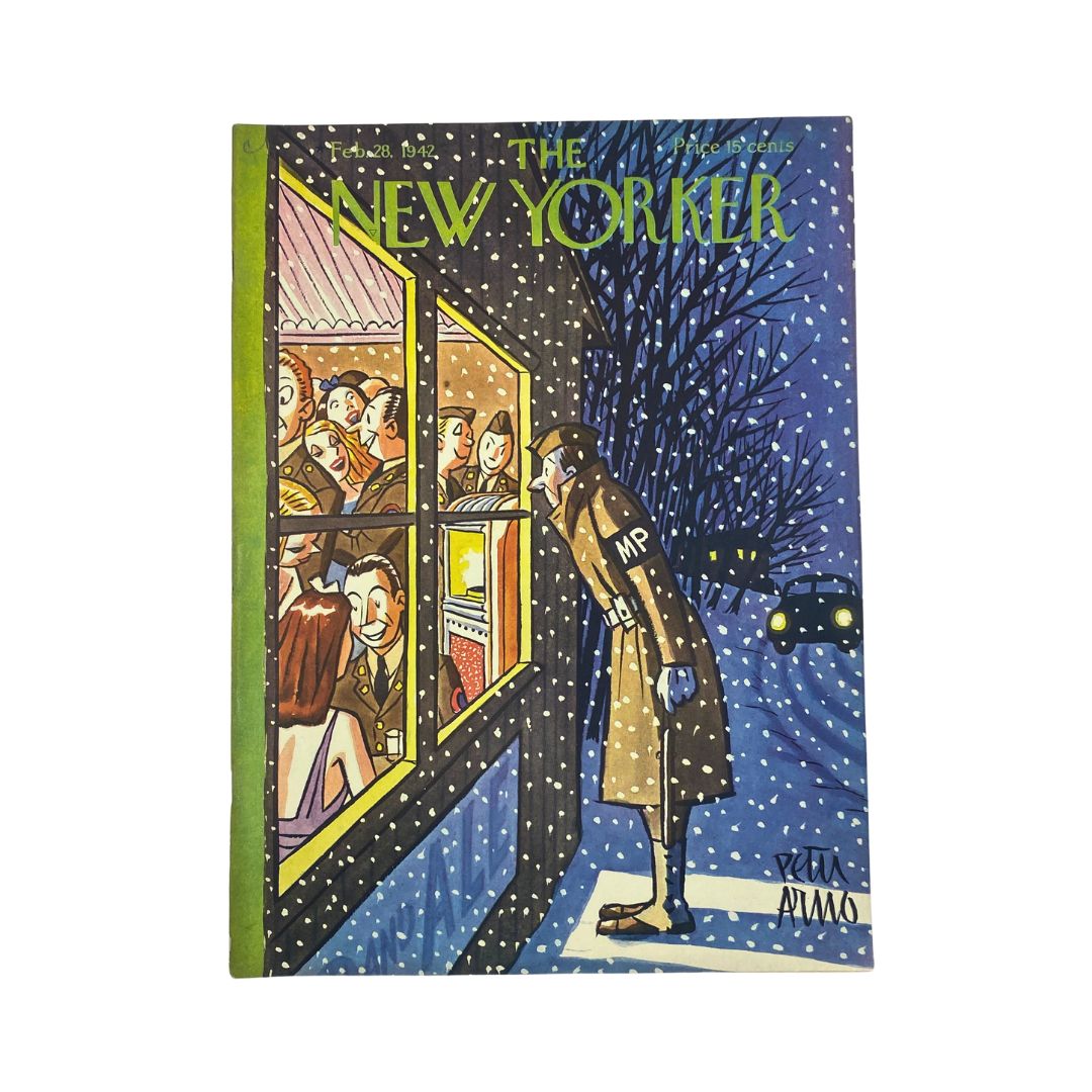The New Yorker, February 28, 1942: Complete magazine with cover artwork by Peter Arno, in VG condition