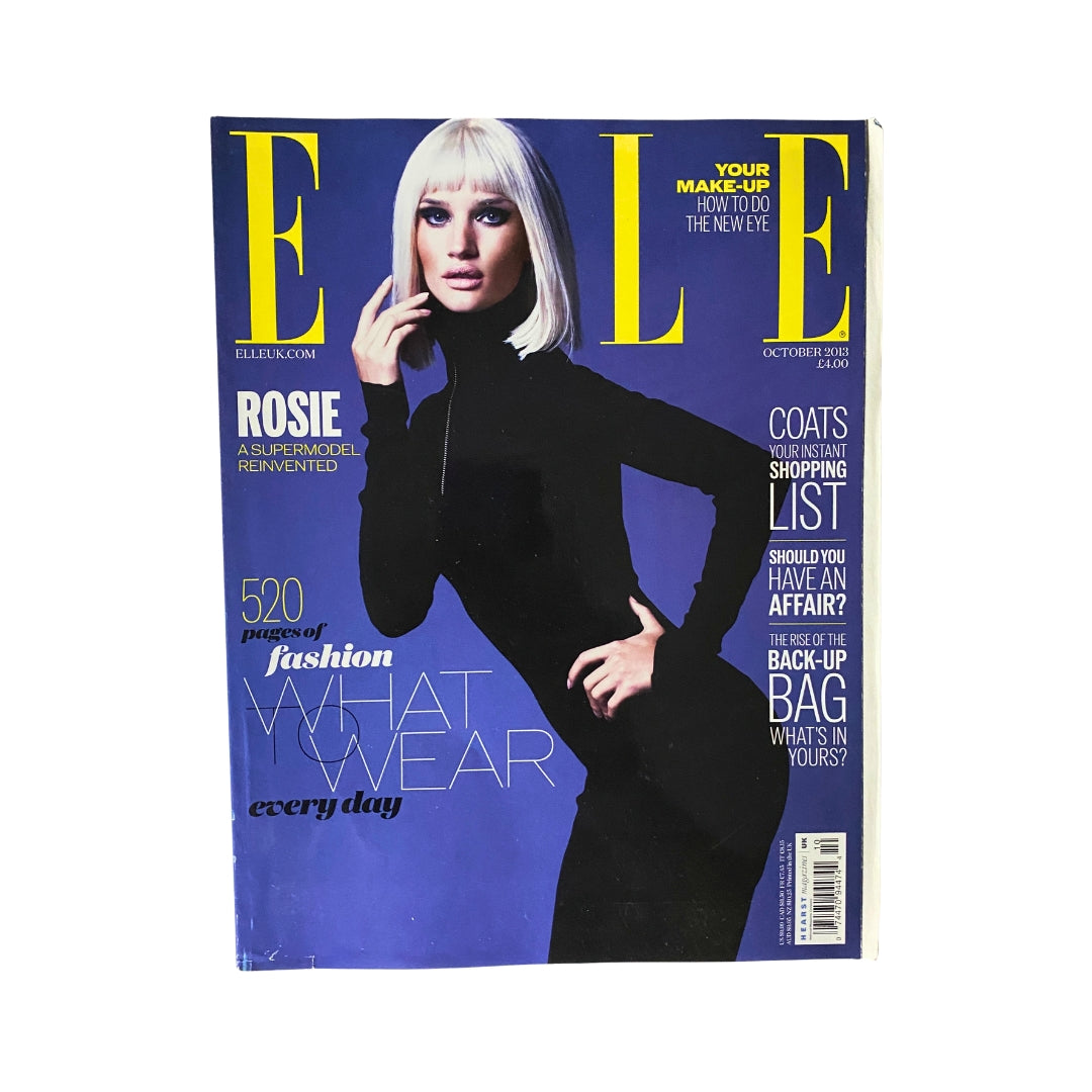 Elle UK Magazine October 2013 cover featuring Rosie Huntington-Whiteley, highlighting fashion trends and an exclusive interview. Vintage collectible for fashion enthusiasts.