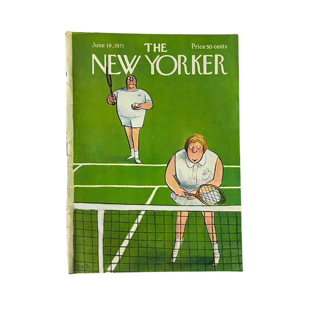 The New Yorker Complete Magazine June 19, 1971 featuring a Charles Saxon illustration of tennis players on the cover.