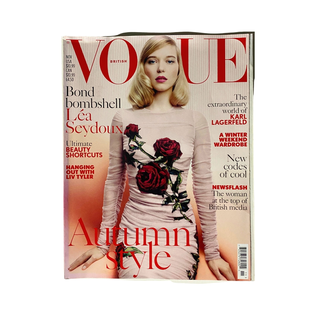 Vogue UK Magazine November 2015 featuring Léa Seydoux on the cover, showcasing autumn style and floral designs.