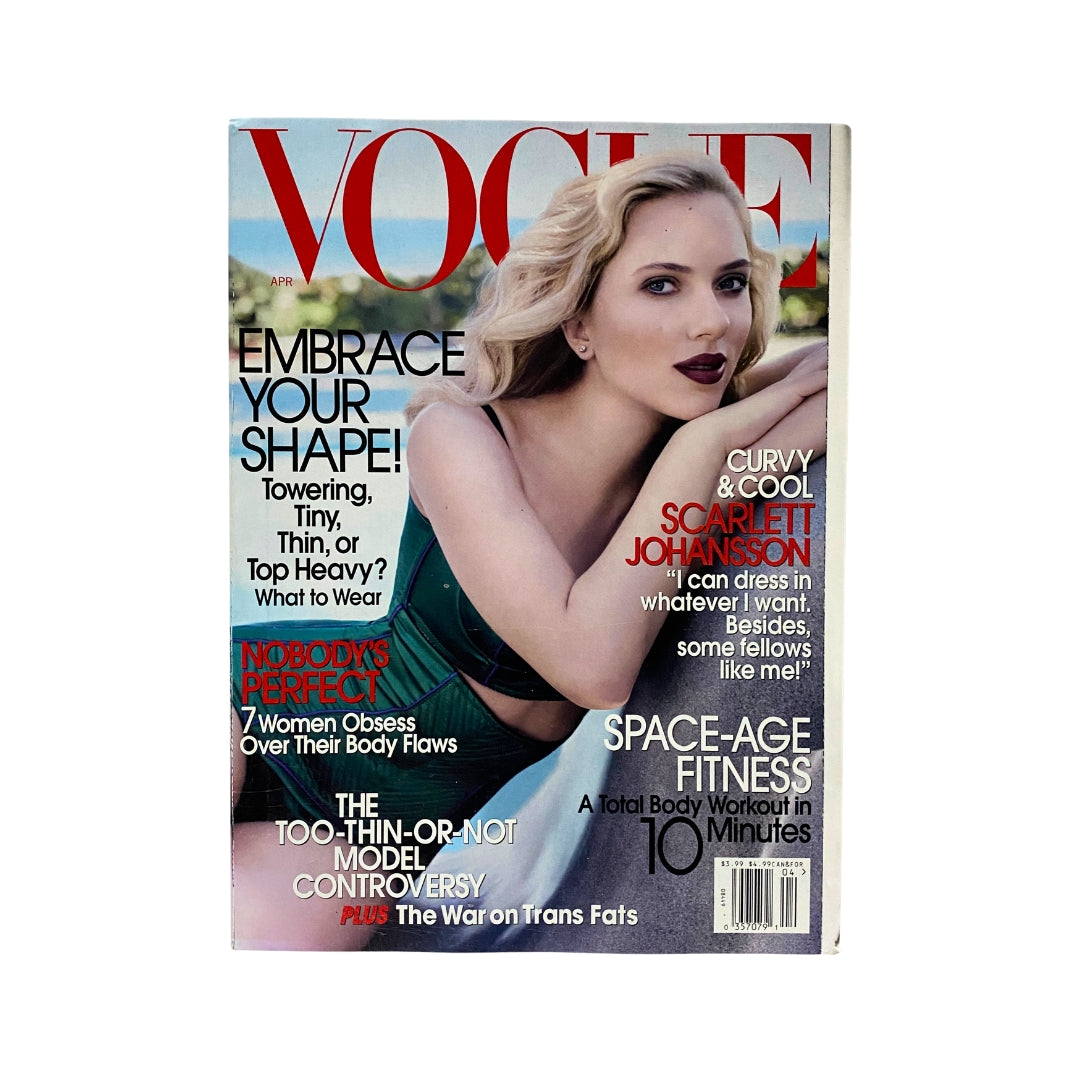 Vogue Magazine April 2007 featuring Scarlett Johansson on the cover, showcasing fashion and beauty trends of the mid-2000s.