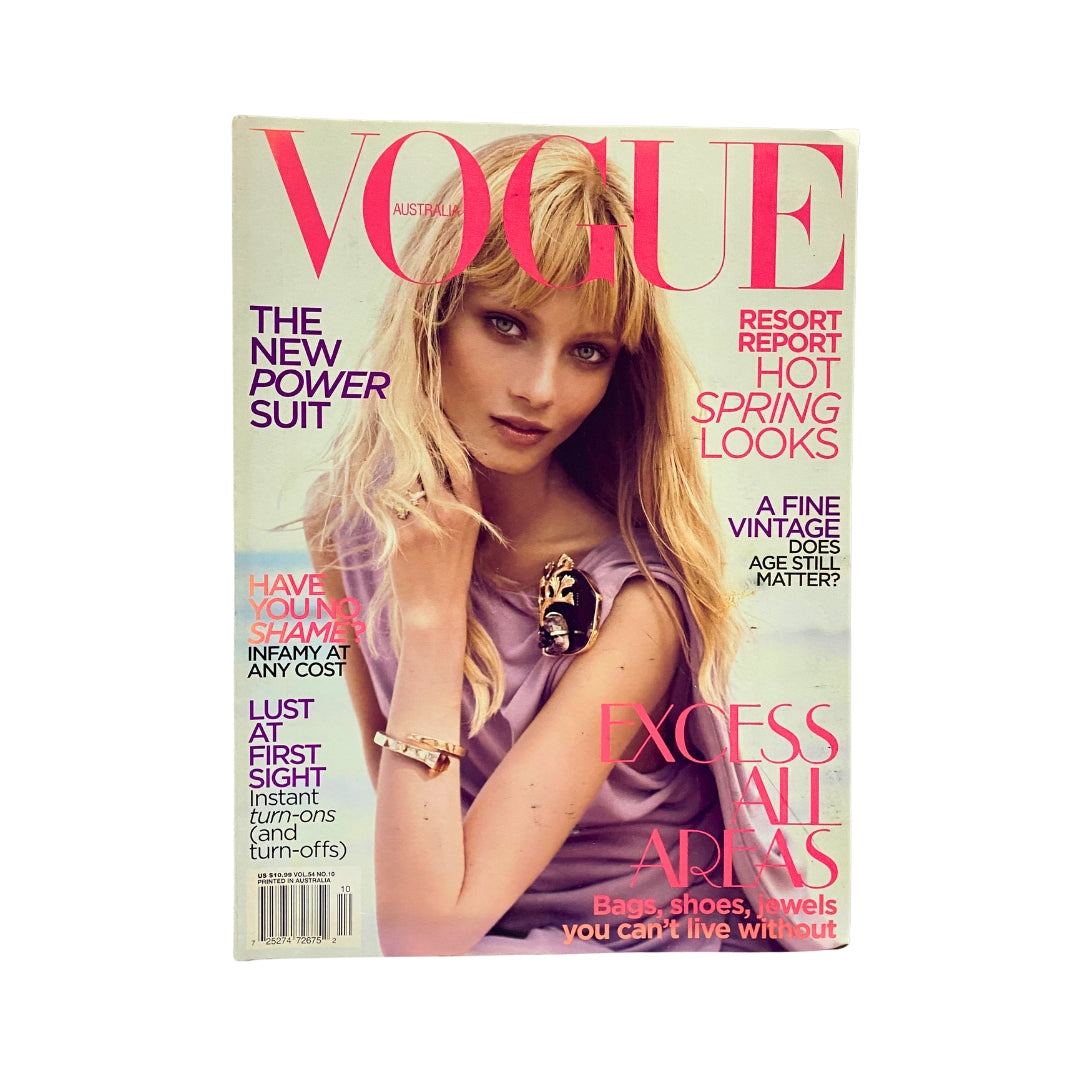 Vogue Australia Magazine October 2009 featuring model Anna Selezneva on the cover, showcasing high fashion trends with bold design elements. Ideal for collectors of vintage magazines.