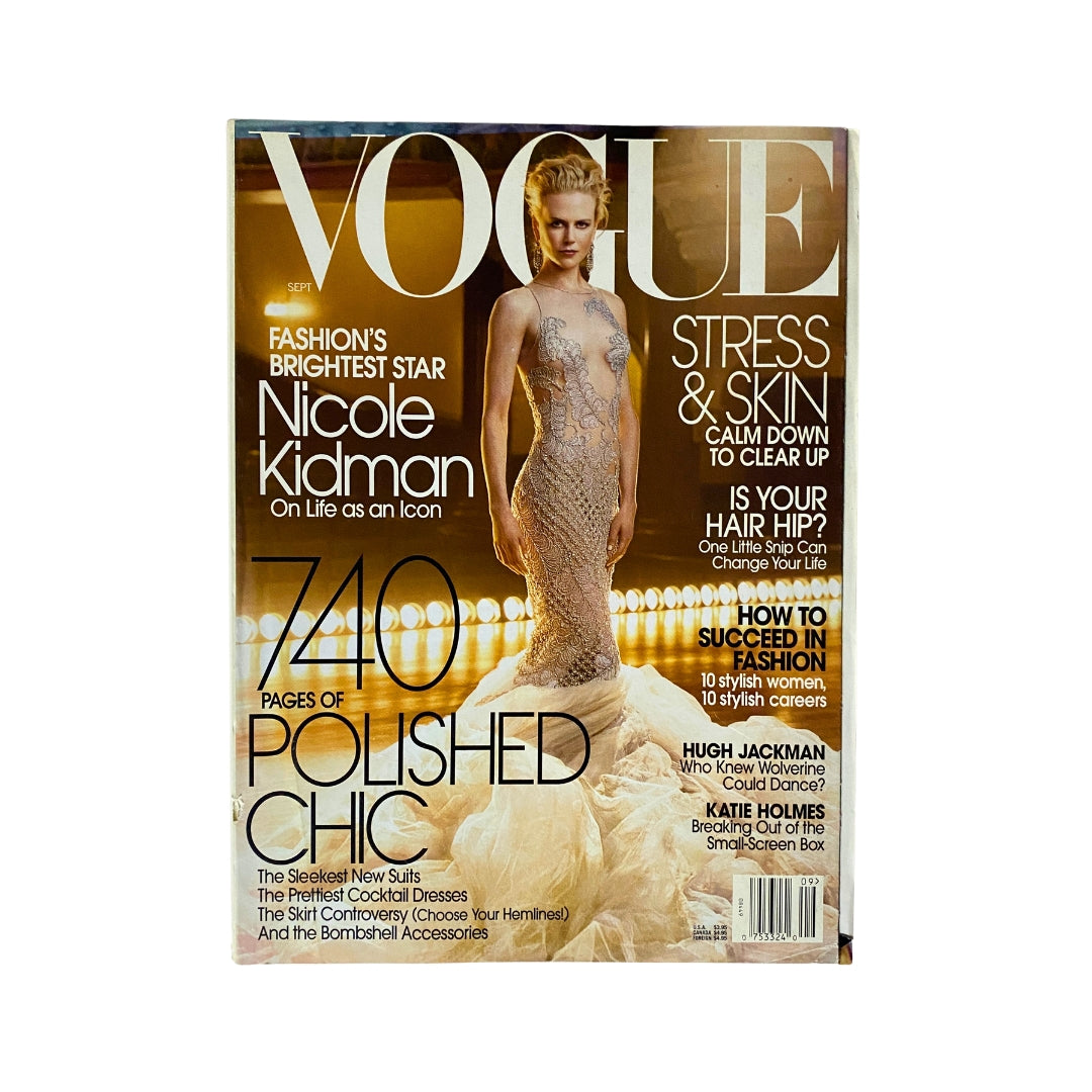 Vogue Magazine September 2003 cover featuring Nicole Kidman, showcasing her in a stunning dress and the headline 'Fashion's Brightest Star'. The cover includes key articles about fashion, style, and celebrity insights.
