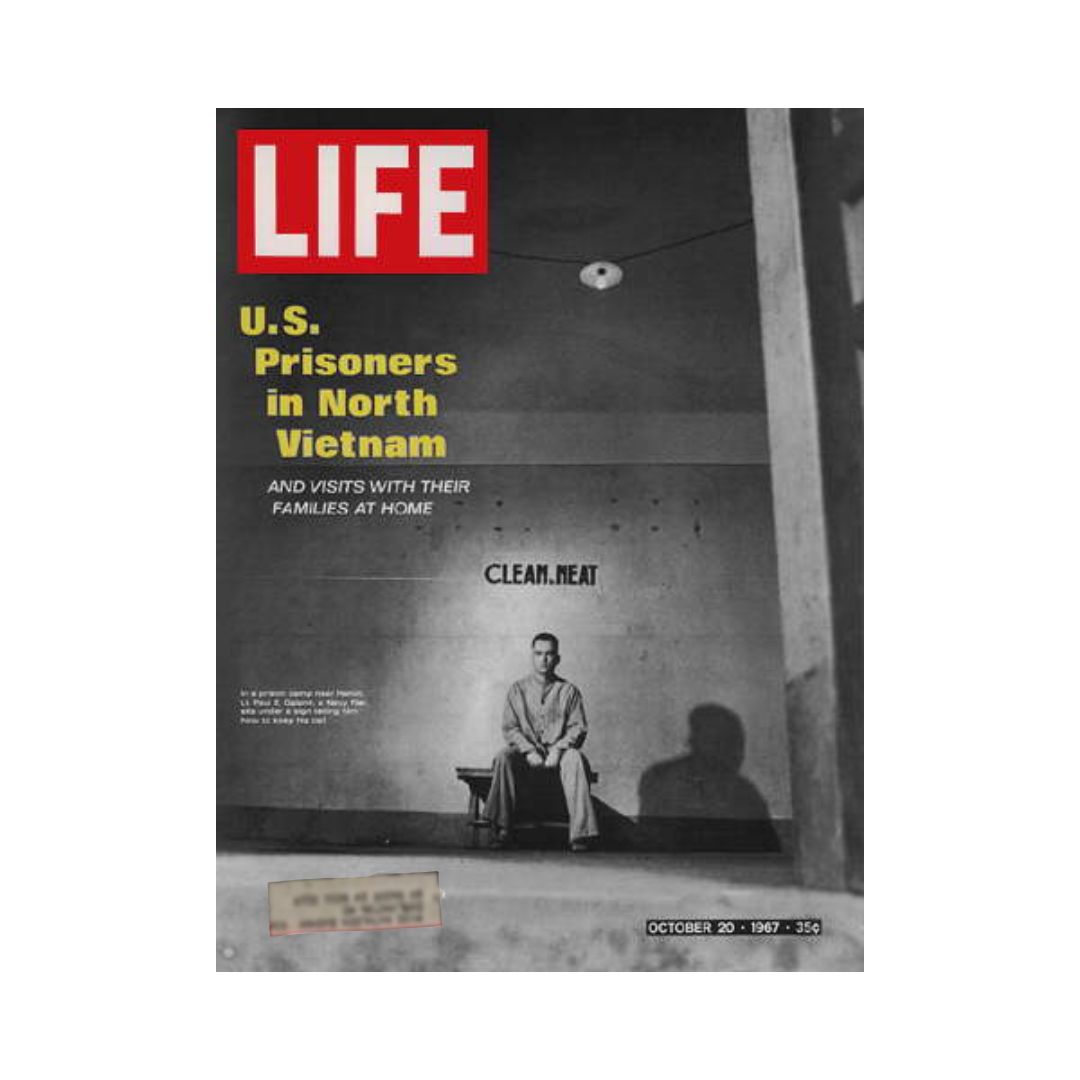 Vintage Life Magazine cover from October 20, 1967, featuring the title 'U.S. Prisoners in North Vietnam,' highlighting the experiences of American soldiers and their families during the Vietnam War.