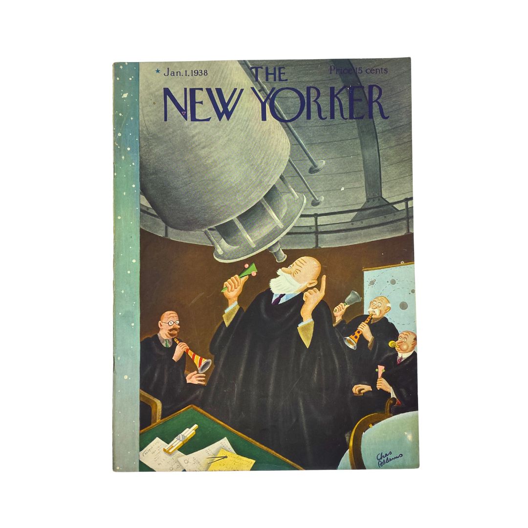 Cover of The New Yorker, January 1, 1938, featuring an illustration by Charles 'Chas' Addams, VG condition