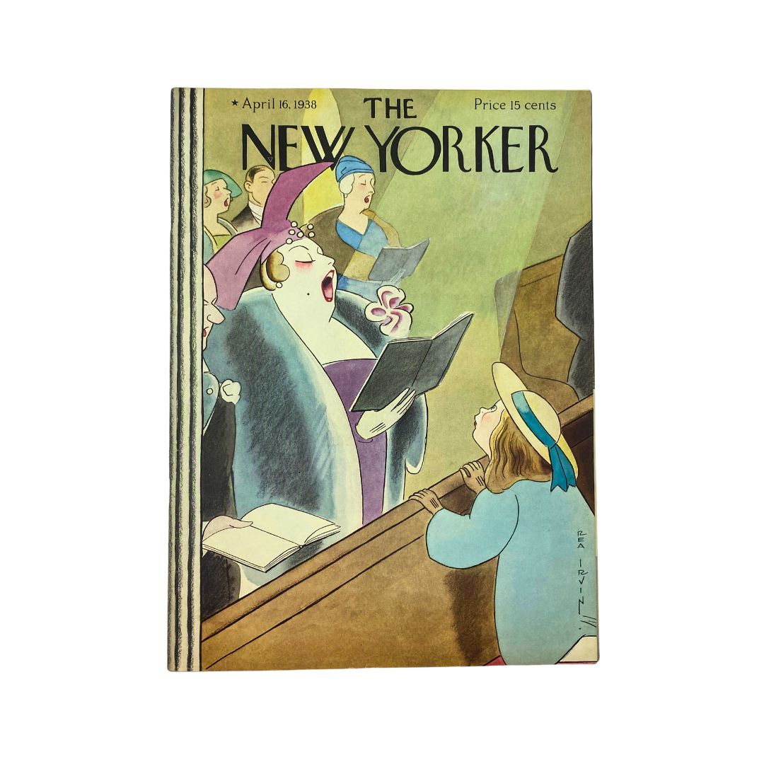 Cover of The New Yorker, April 16, 1938, featuring an illustration by Rea Irvin, VG condition