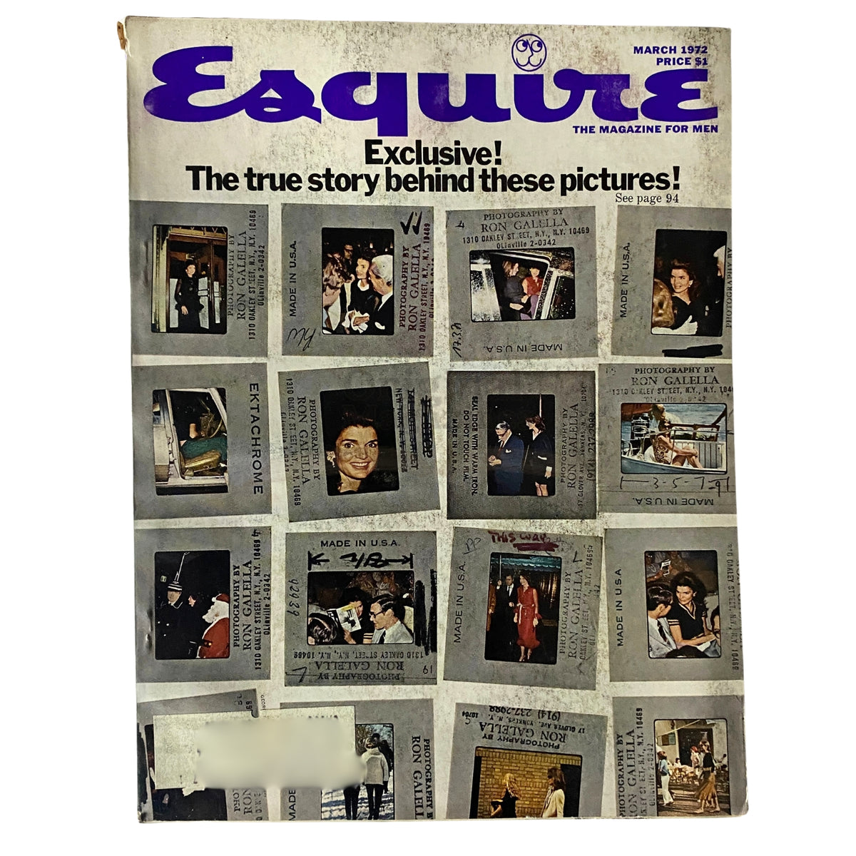 Esquire Magazine March 1972 cover featuring the title and a collage of photographs related to celebrity culture, showcasing the theme 'The true story behind these pictures'.