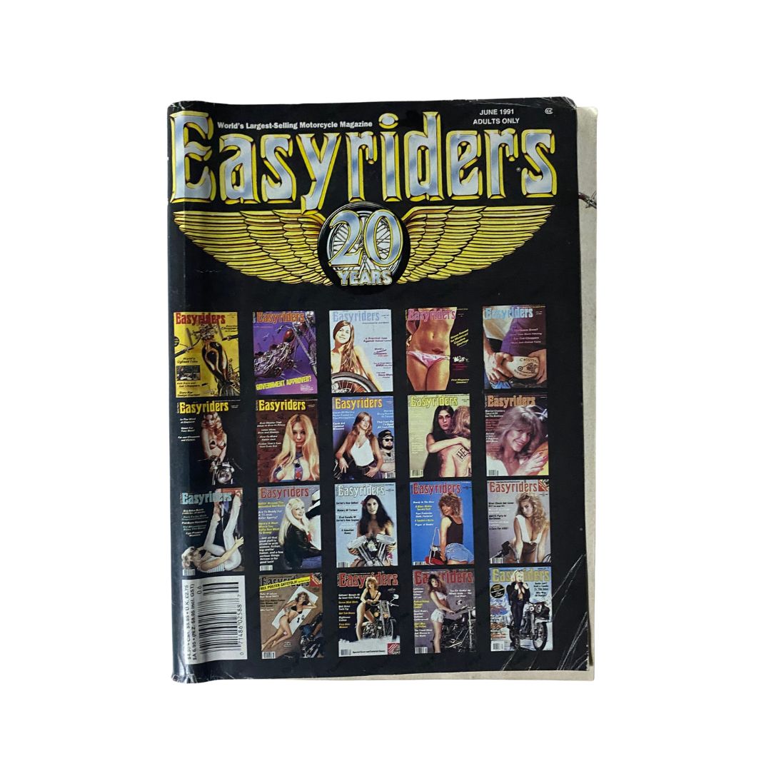 Cover of VTG Easyriders Magazine June 1991 celebrating 20 years, featuring iconic motorcycle culture imagery.
